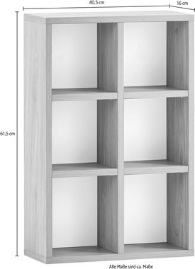 Schildmeyer Wandregal Mali, Breite 40 cm, 6 offene Regalfächer, Holzdekor mit fühlbarer Struktur