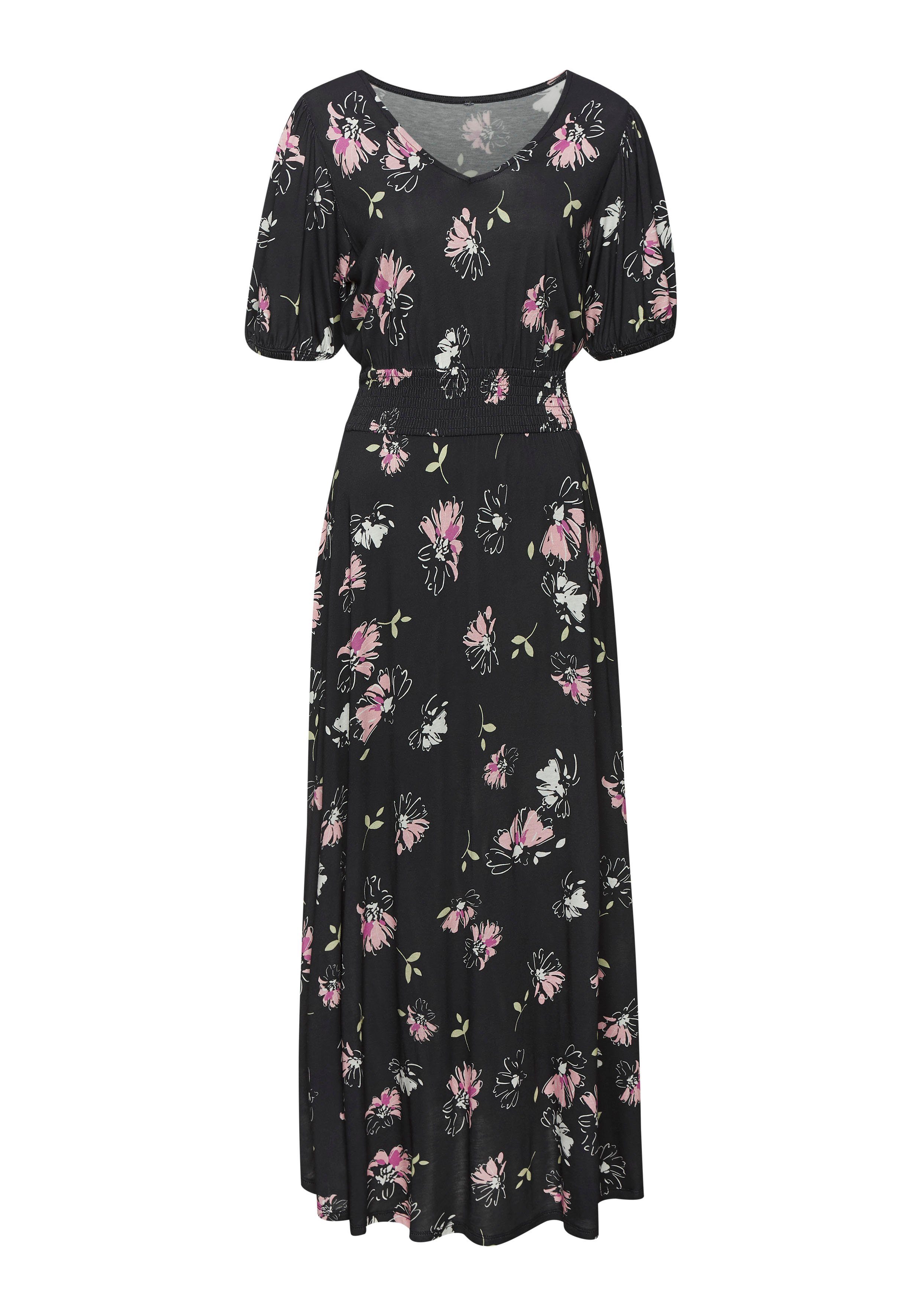 Vivance Maxikleid, mit Blumendruck und leichten Puffärmeln, Sommerkleid, ca günstig online kaufen