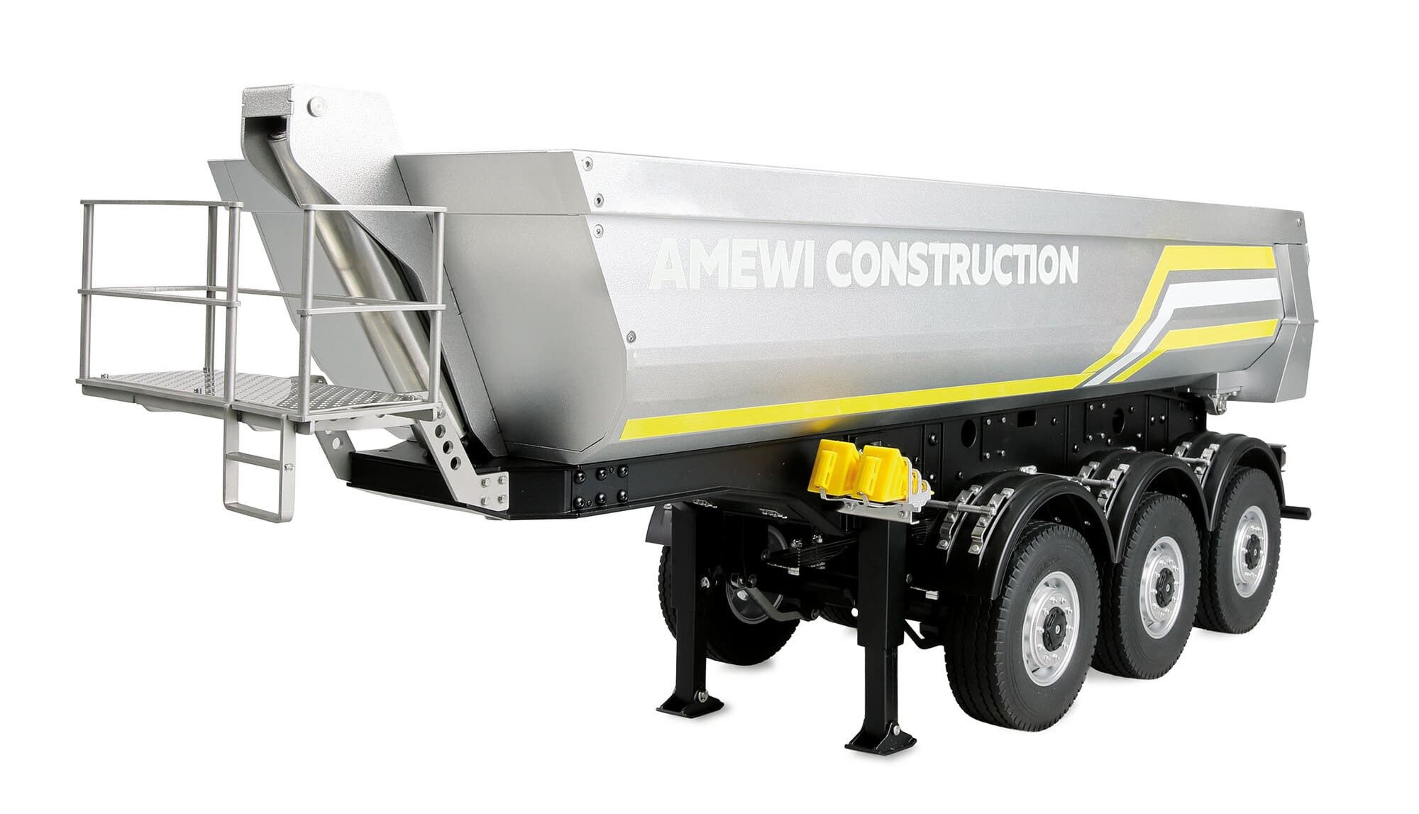 Amewi RC-Truck Amewi Dreiachs-Sattelauflieger mit Kippmulde aus Metall 1/14 silber