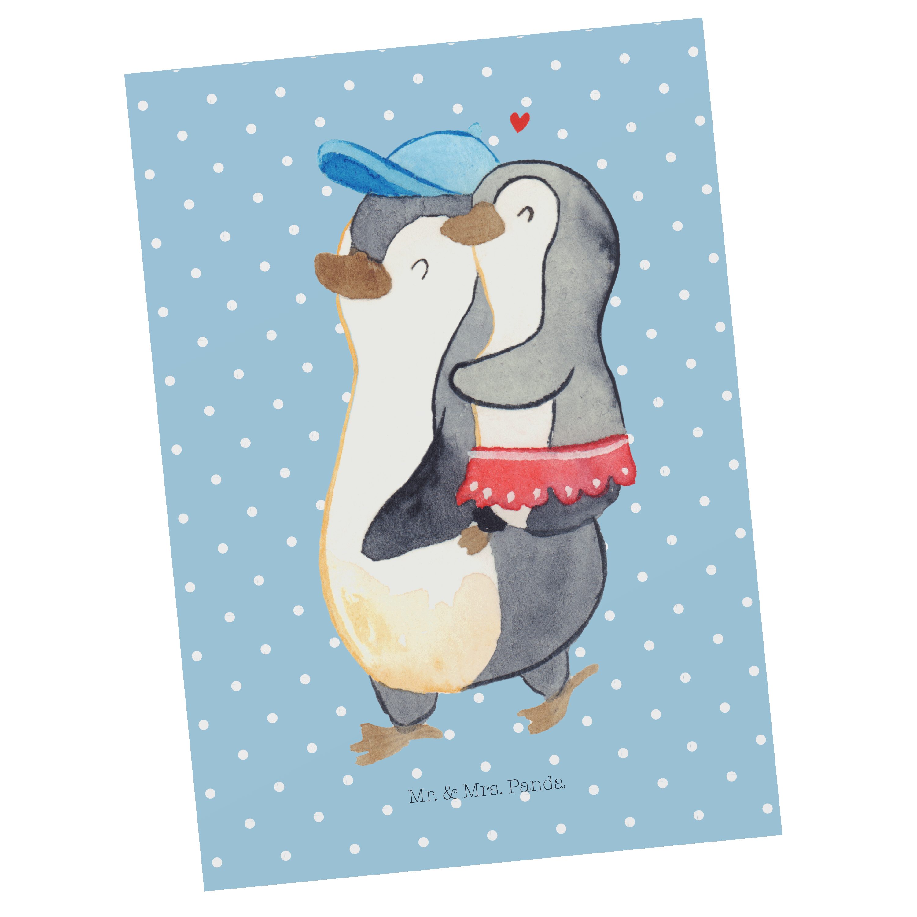 & Kleine Blau Postkarte Pastell - Panda - Mrs. Ei Schwester Geschenk, Geschenkkarte, Mr. Pinguin