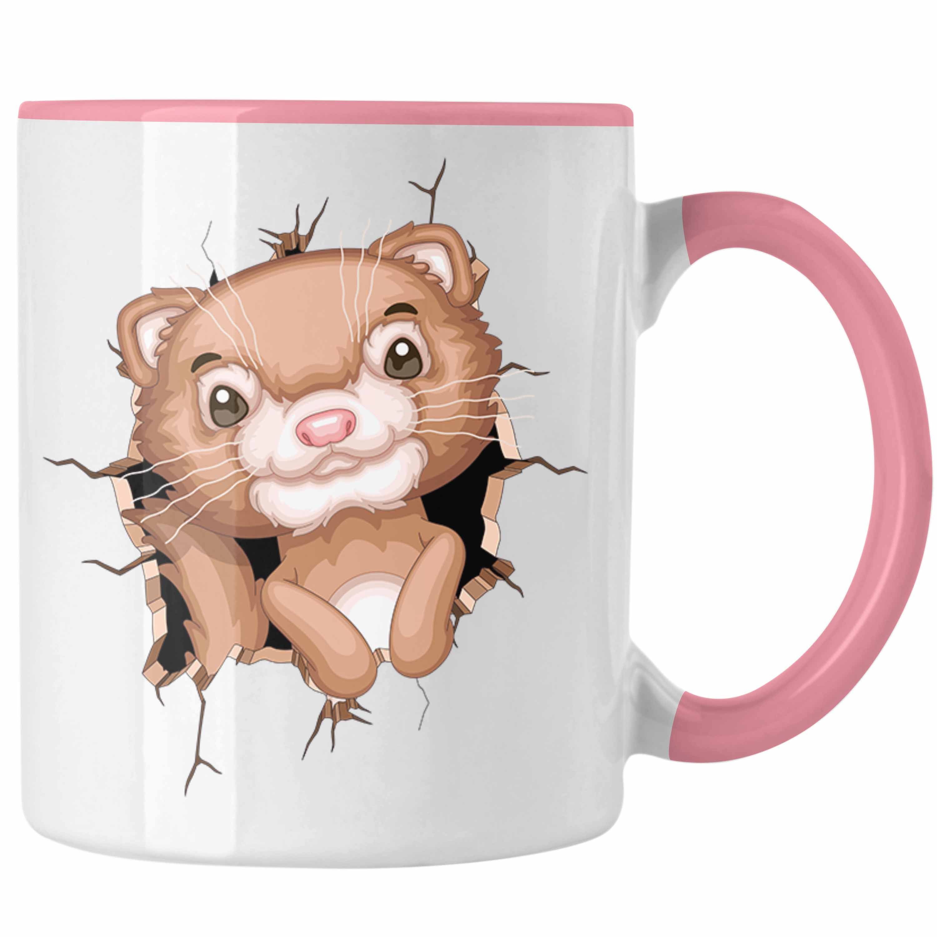 Trendation Tasse Otter 3D Grafik Tasse Kaffee-Becher Lustige Geschenkdidee Otter-Liebha Rosa