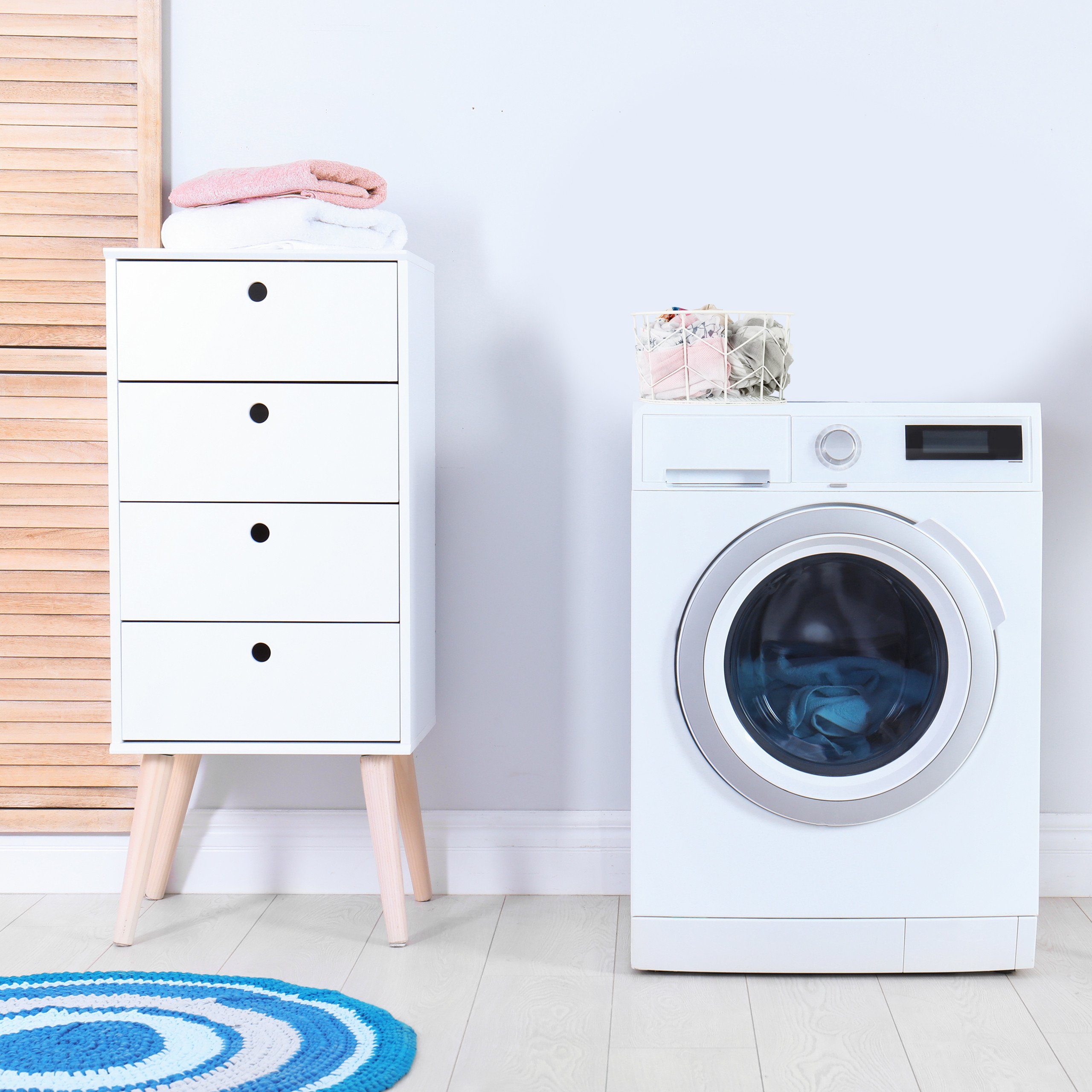 relaxdays Drahtkorb Metall Drahtkorb rund, weiß