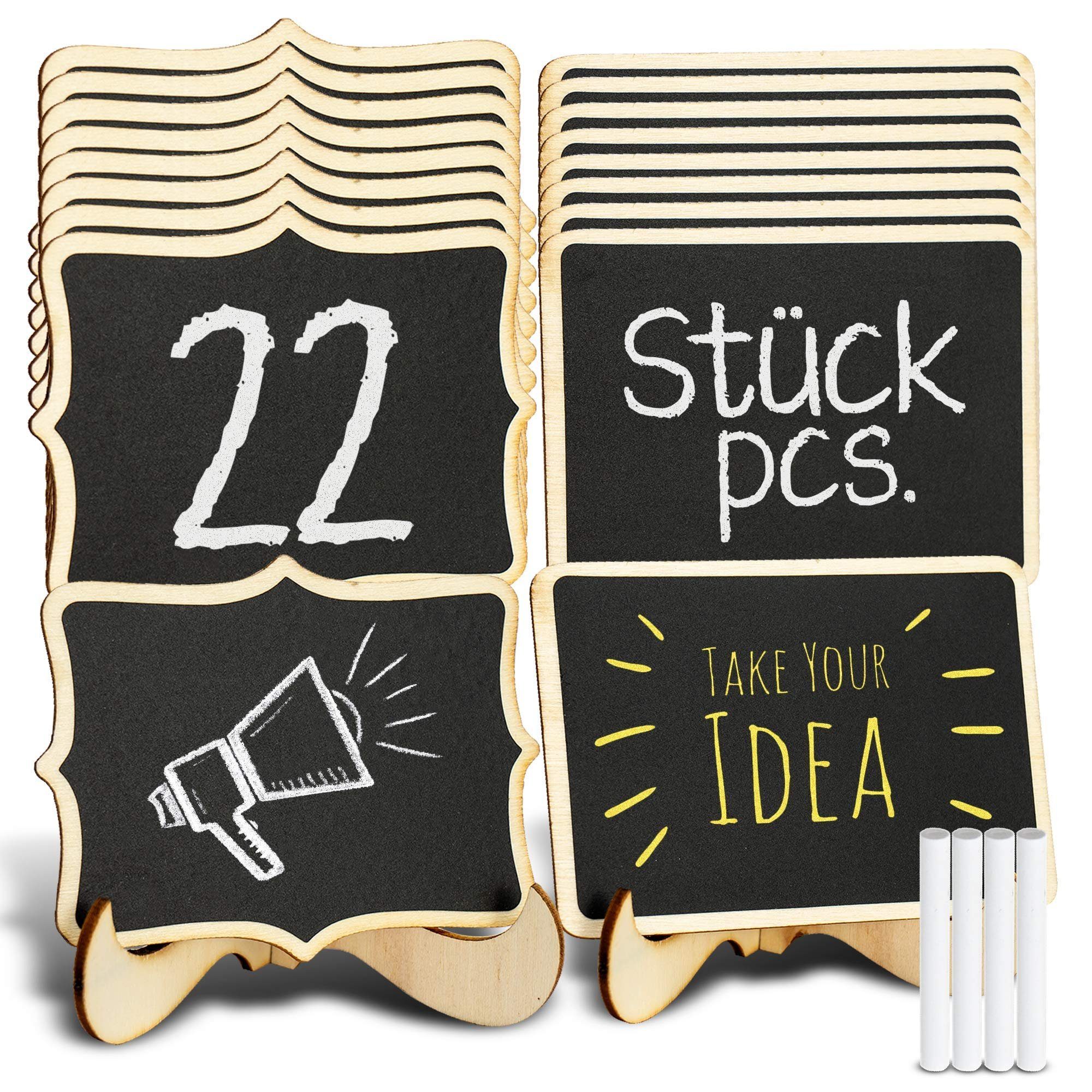 Tritart Memoboard Mini Chalkboard Set 22x Small Board with Stand