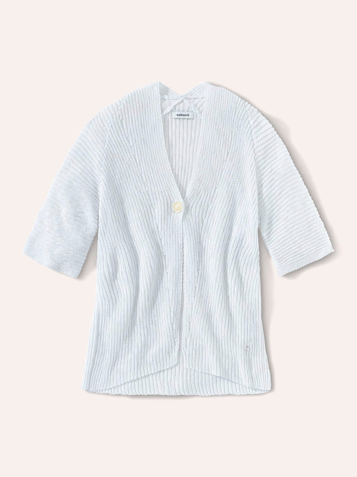 Walbusch Strickweste Damen Strickweste aus Bändchengarn V-Ausschnitt Regular pflegeleicht Atmungsaktiver Baumwollmix, Rippenstruktur, modischer 1‑Knopf