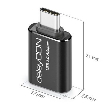 deleyCON deleyCON 2x USB2.0 Adapter USB C zu USB A-Buchse OTG Adapter USB-Adapter