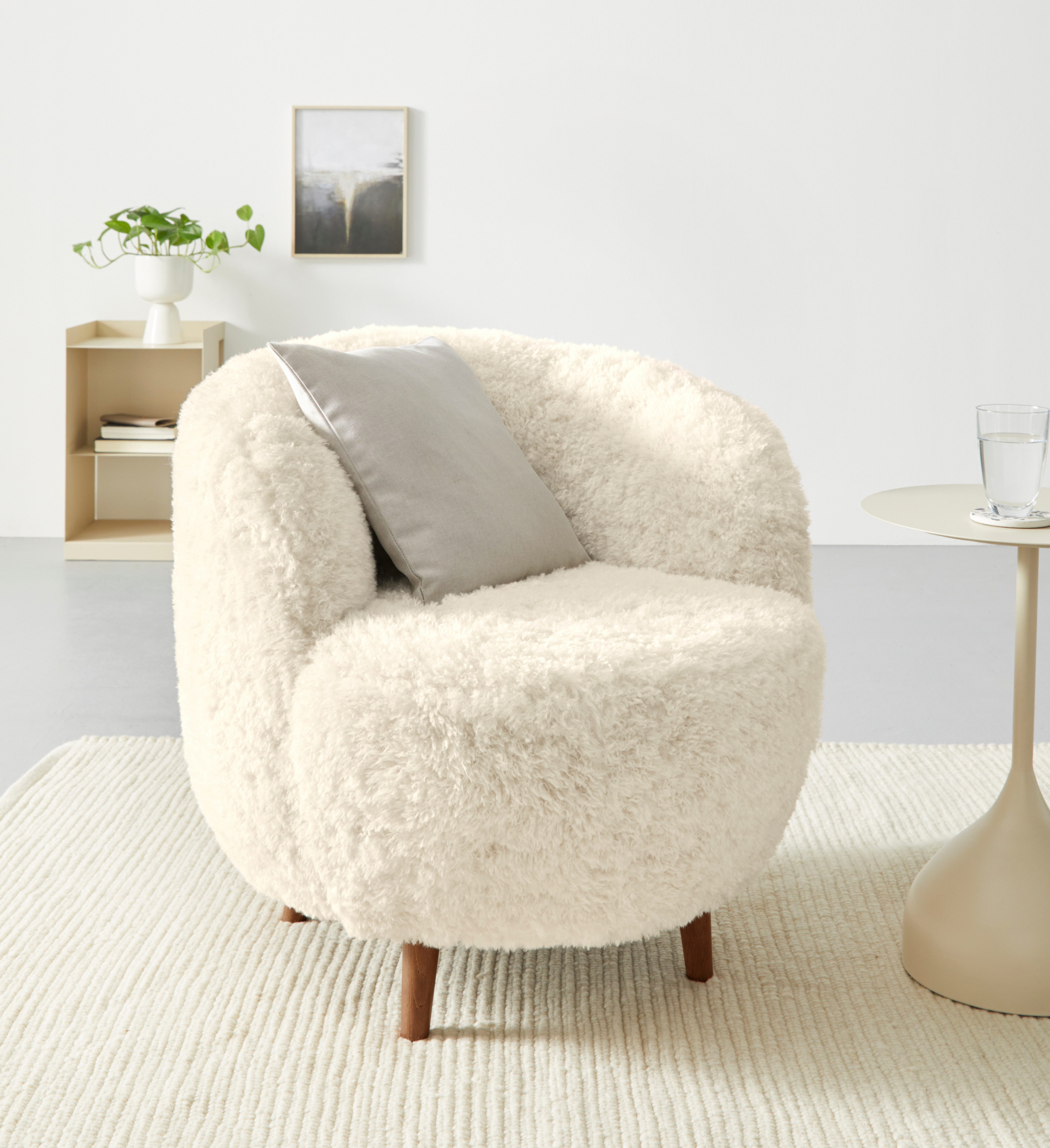 LeGer Home by Lena Gercke Sessel Neeltje Lieferzeit nur 2 Wochen Cocktailsessel, Runde Form, perfektes Einzelstück, Bezug in sehr weichem Fellimitat