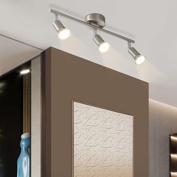 ZMH Deckenleuchte 3 Flammig-Deckenspot Deckenlampe Modern GU10 für Schlafzimmer Flur, Einfache Installation, ohne Leuchtmittel, 350°Drehbar Strahler Lampe Edelstahl Decke