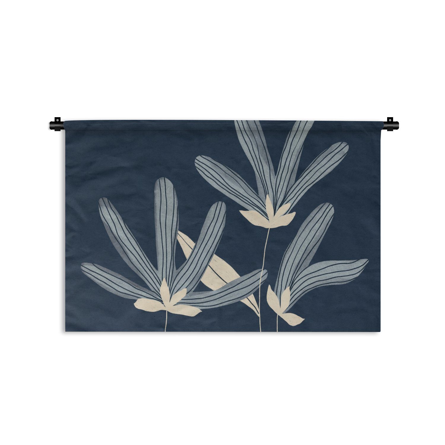 MuchoWow Wanddekoobjekt Blumen - Blau Wohnzimmer, Natur, für Wanddeko Wandbehang, Pflanzen Schlafzimmer, - - Kinderzimmer Kleid