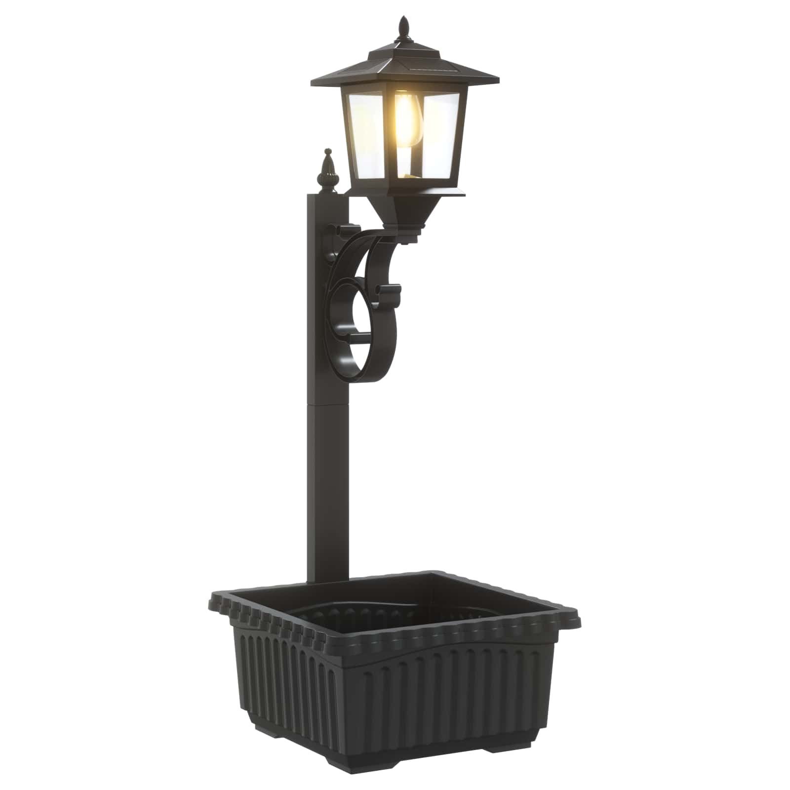 vidaXL LED-Leuchte Pollerleuchte mit Pflanztrog Schwarz 29 x 28 x 74 cm ABS und PP (1 St)