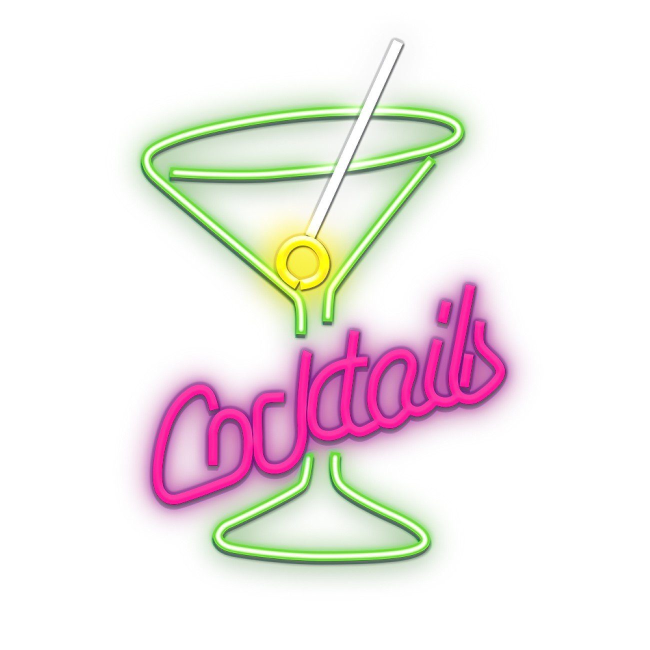 Forever Light LED Dekolicht Neon PLEXI LED Cocktails rosa grün FPNE02X zum aufhängen