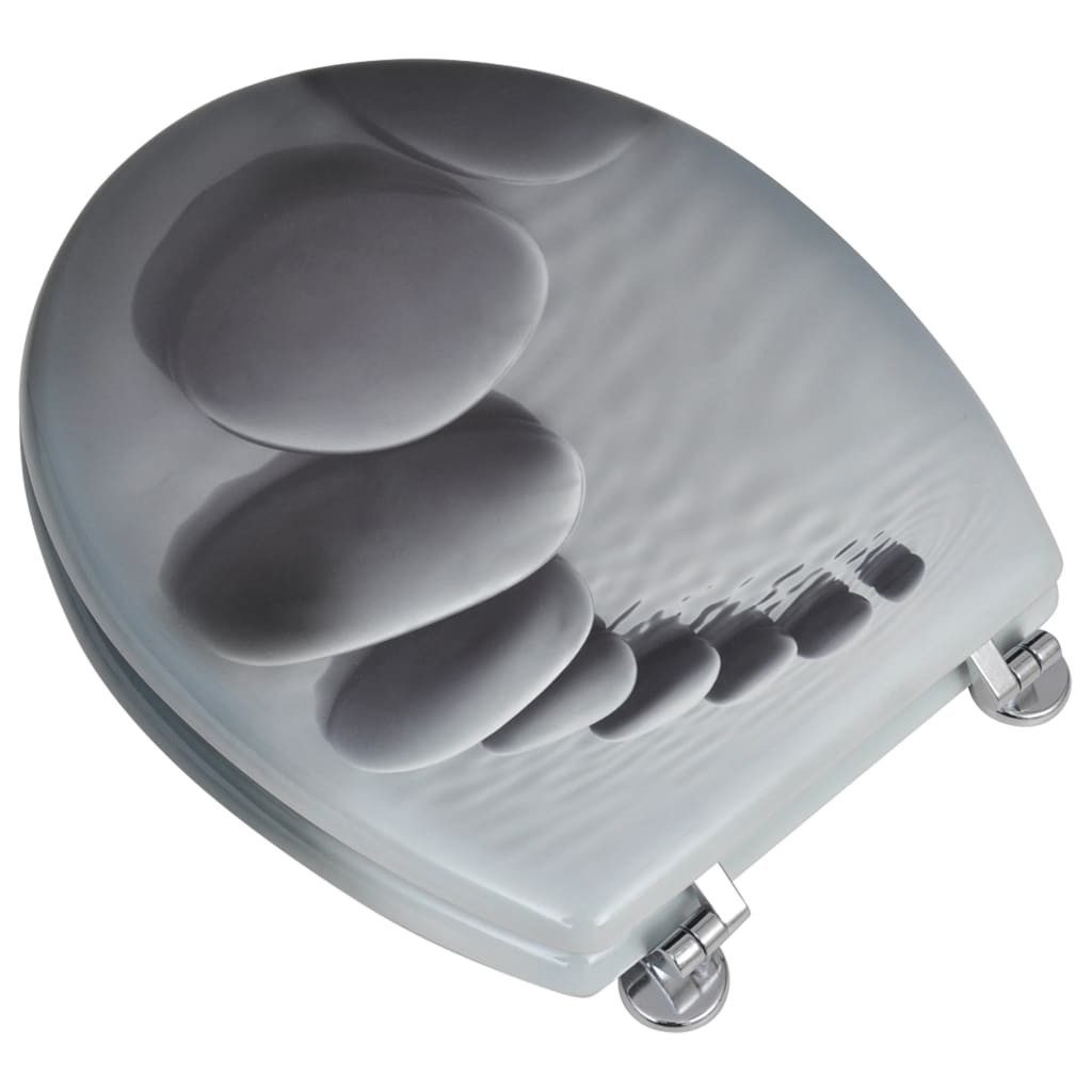 vidaXL WC-Sitz Toilettensitze mit Deckel 2 Stk. MDF Steine (2-St)