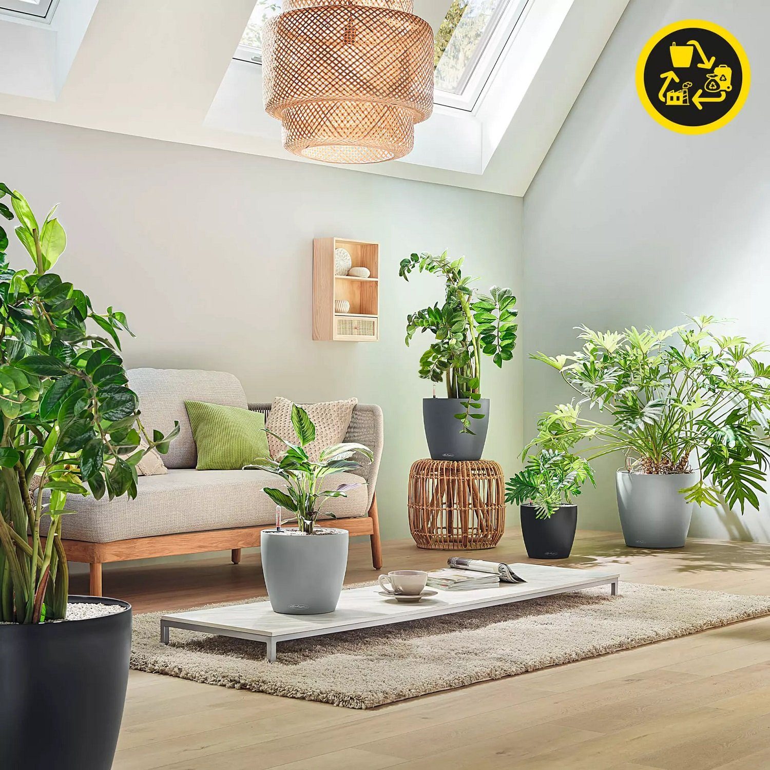 Lechuza® Blumentopf Blumentopf Classico Color ECO 28 dunkelgrau (Komplettset)