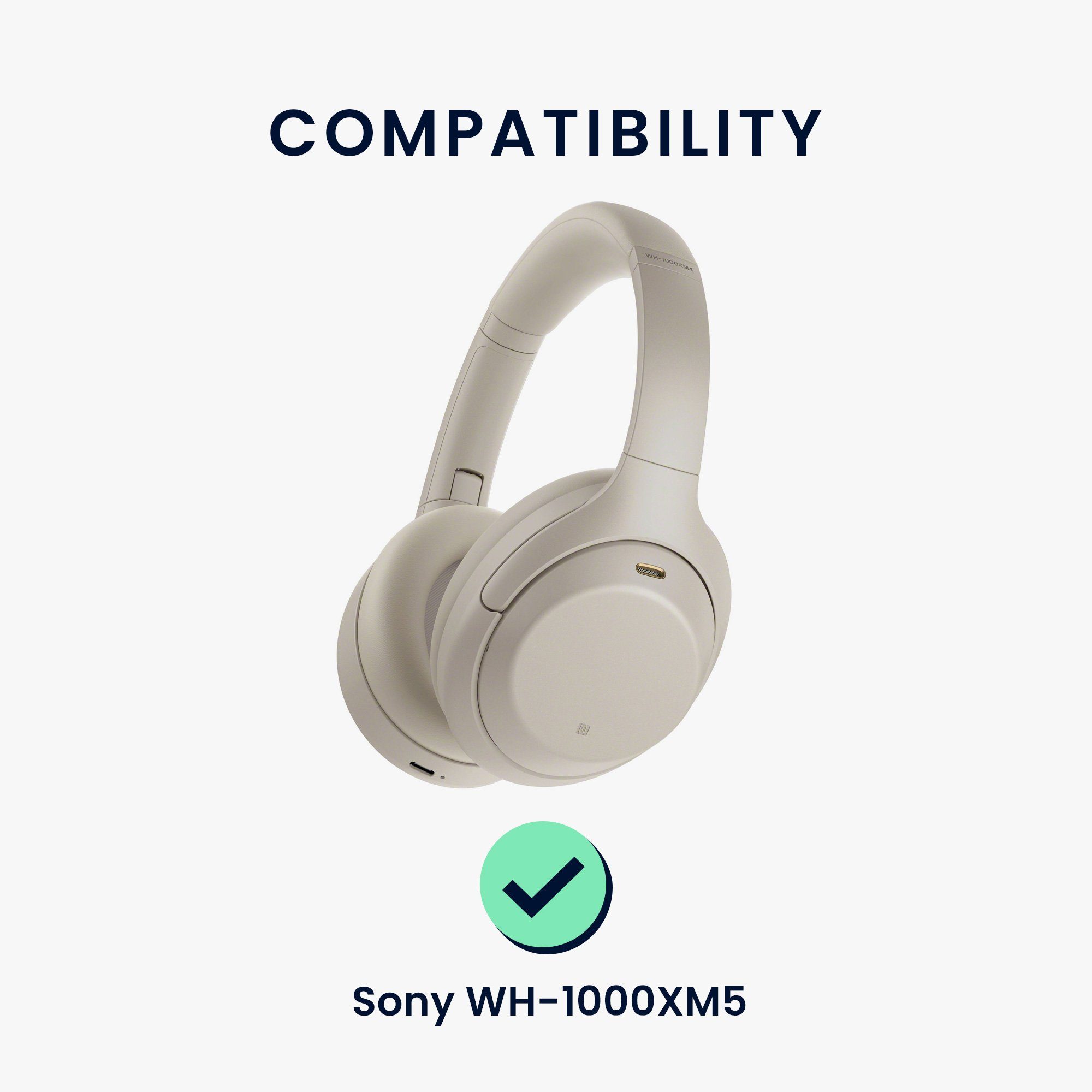 kwmobile 2x Ohr Polster Ear Polster Kunstleder Kopfhörer Ohrpolster Headphones) für - Sony Over für WH-1000XM5 (Ohrpolster