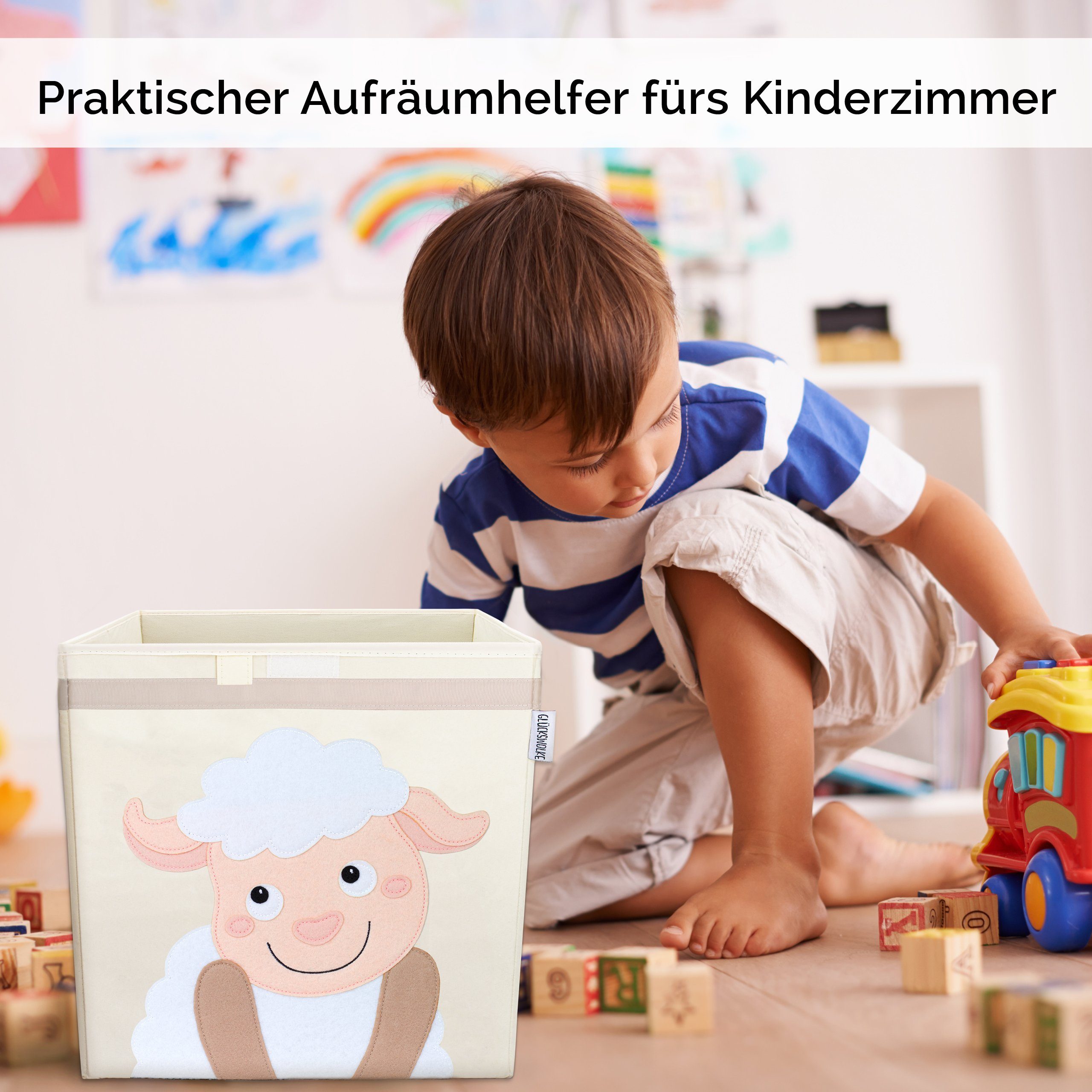 GLÜCKSWOLKE Aufbewahrungsbox Kinder - 15 Motive I Spielzeugkiste mit Deckel für Kinderzimmer (Größe 33x33x33), Boxen zur Aufbewahrung im Kallax Regal I Kiste fü – Bild 5 von 5