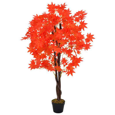 Kunstrasen Künstliche Pflanze Ahornbaum mit Topf Rot 120 cm, vidaXL, Höhe: 120 mm