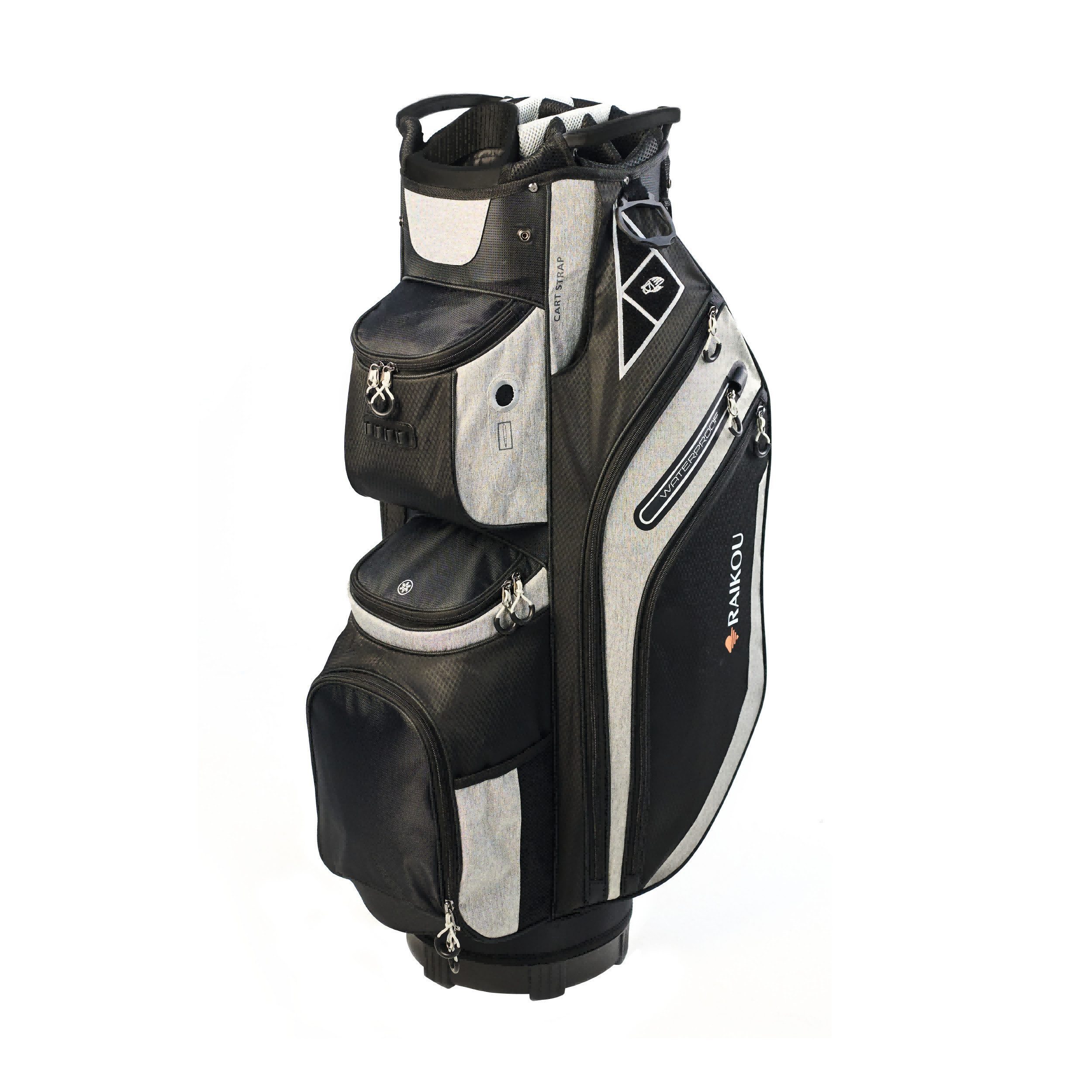 M-Diamant Golfballtasche Golftasche Cartbag Wasserdicht 14-fach 9 Taschen Trolley kompatibel, 14-fach Divider, Kühlfach, Wertsachenfach, wasserabweisend, trolley