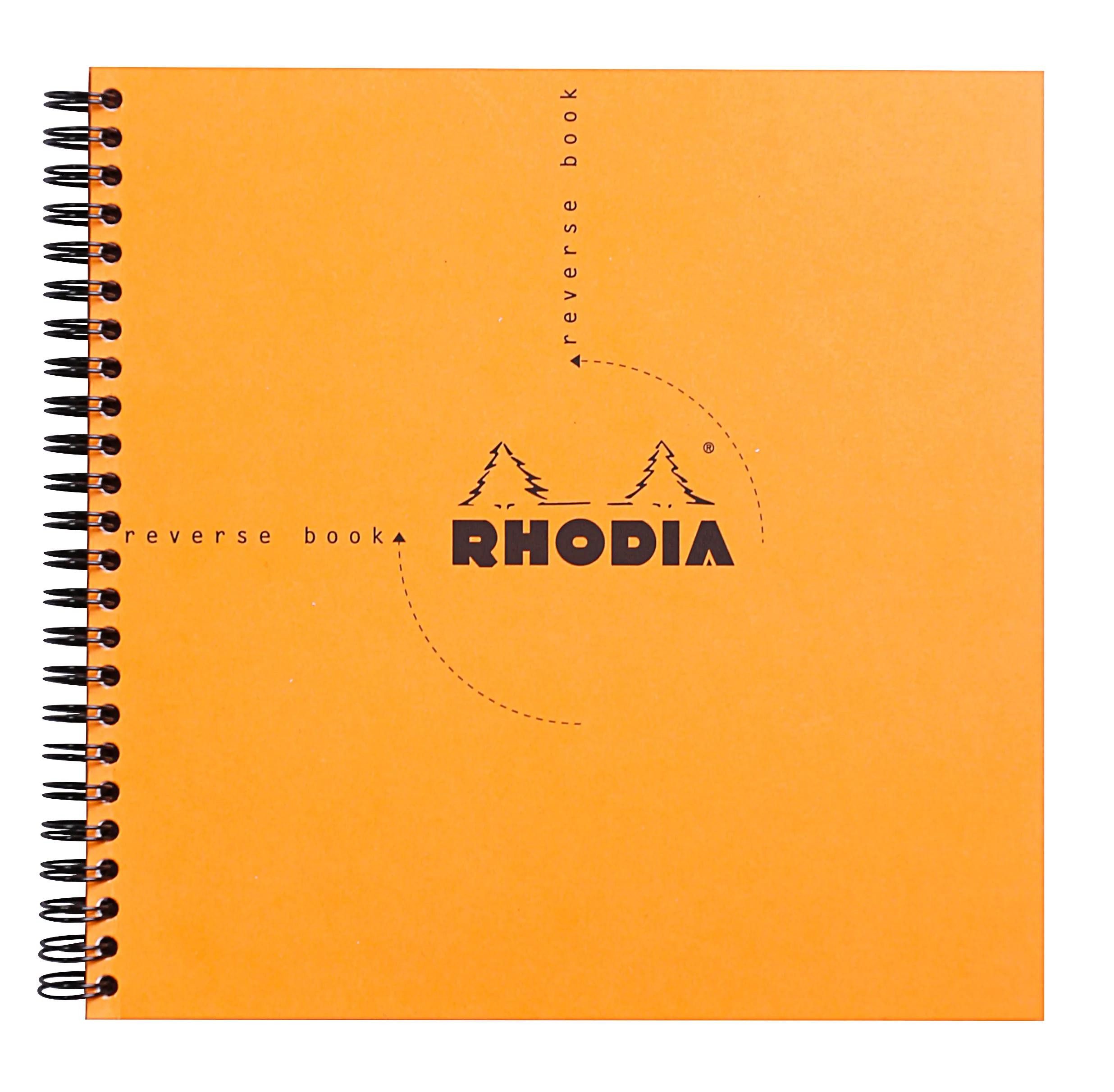 Rhodia Notizheft 5x Reverse Book mit Doppelspirale 21x21cm 80Bl Orange 193608C, Rhodia, Blöcke, Hefte und Notizbücher