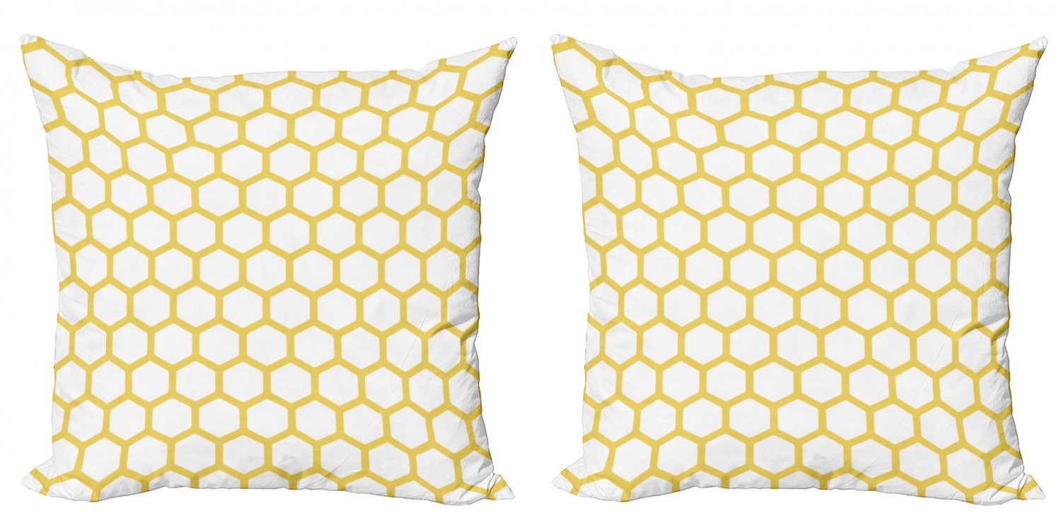 Abakuhaus Hexagonal Accent Doppelseitiger Digitaldruck, Comb Modern (2 Stück), Kissenbezüge und Gelb Weiß