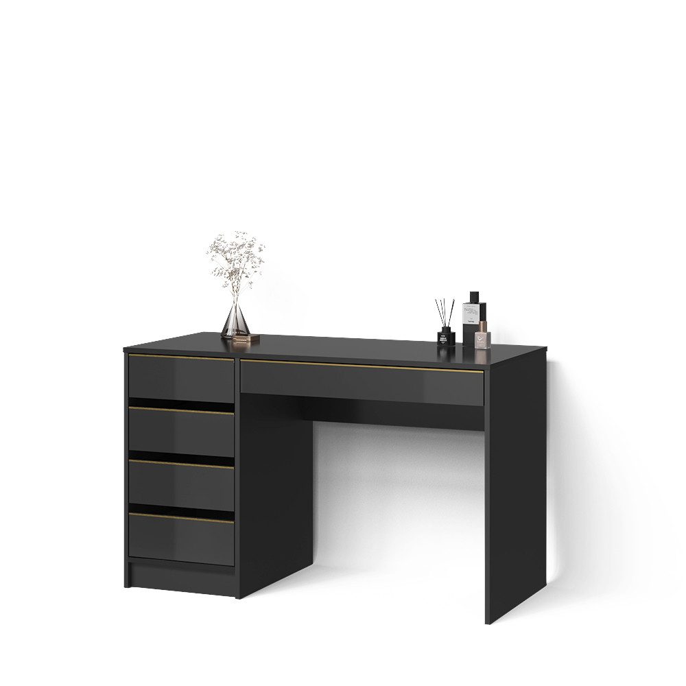 Livinity® Schminktisch Imola, Schwarz/Gold/Gold, ohne Spiegel günstig online kaufen