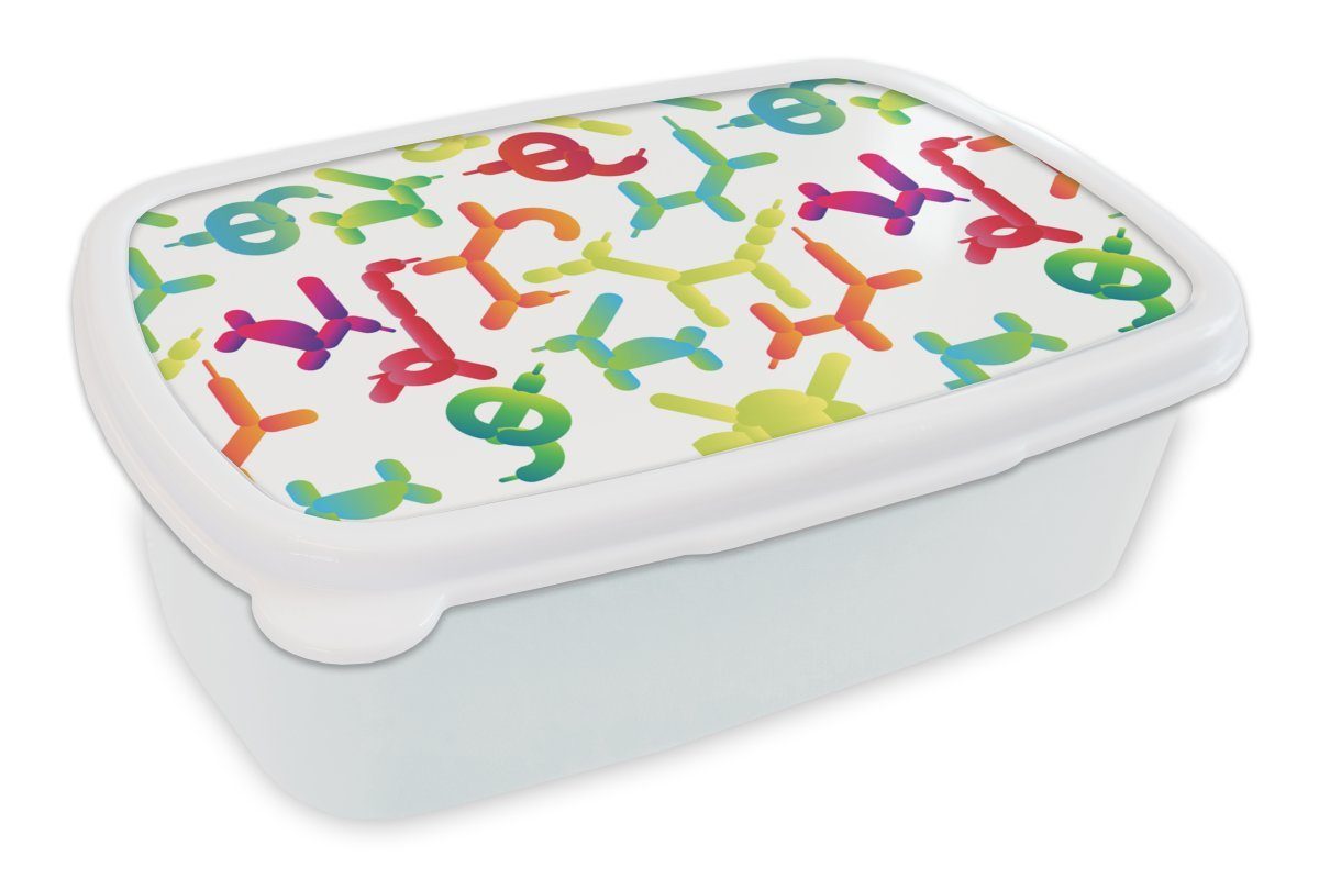 MuchoWow Lunchbox Ballon - - Jungs Muster Tiere, Kunststoff, und Brotbox für (2-tlg), Kinder Erwachsene, weiß Mädchen Brotdose, für und