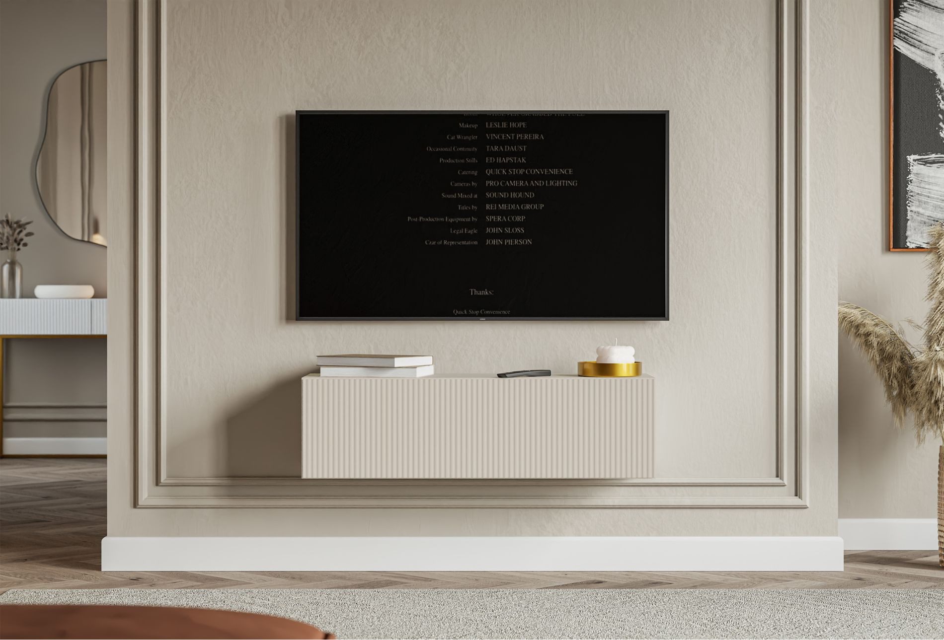 Selsey TV-Schrank VELDIO TV-Hängeboard mit Riffel-Optik, Schwebendes Design, 100 / 200 / 300 cm