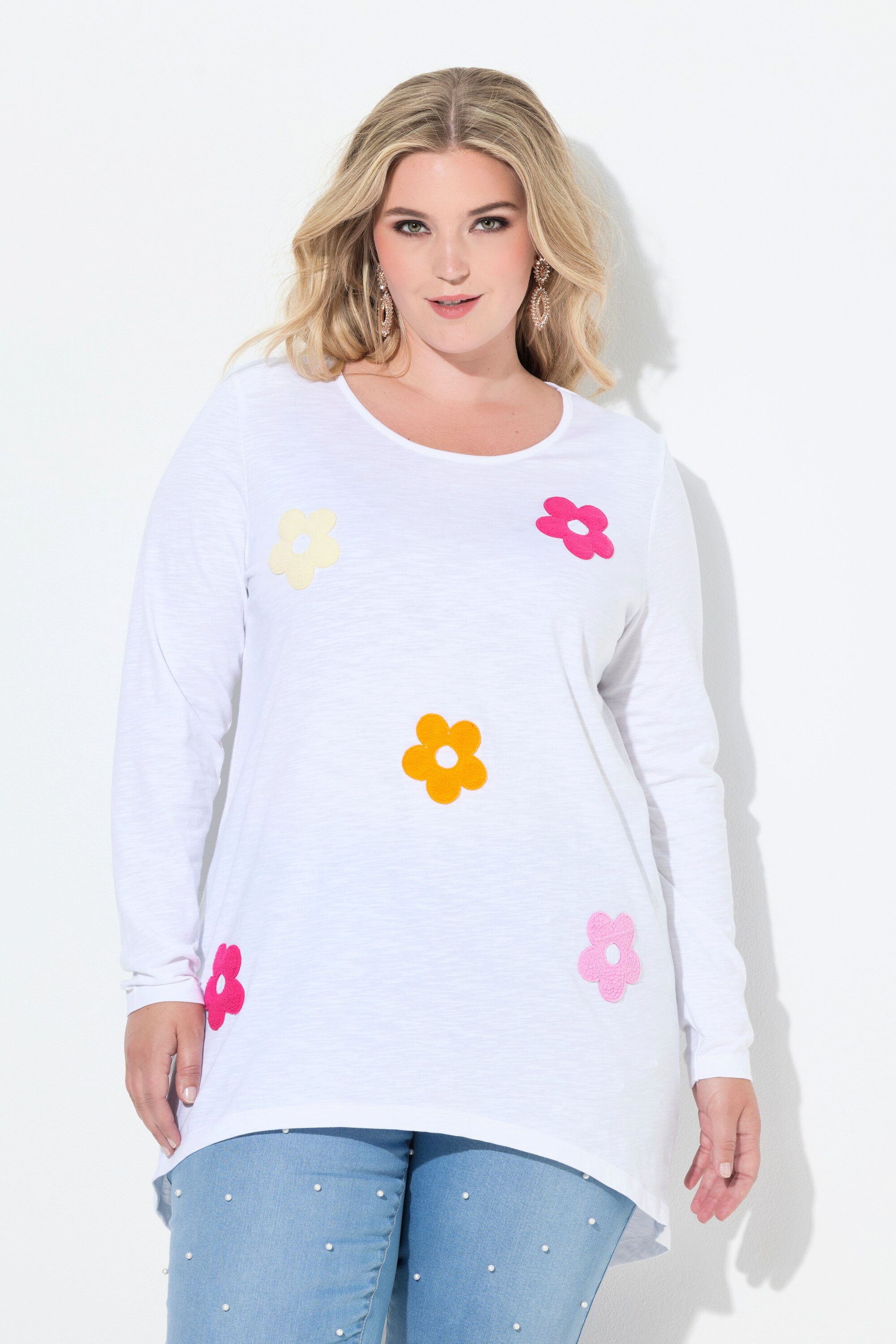 MIAMODA T-Shirt T-Shirt A-Linie Frottee-Blumen Langarm günstig online kaufen