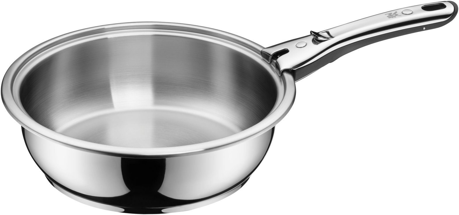 WMF Suppentopf Click&Serve Sauteuse, 24 cm, Cromargan Edelstahl rostfrei 18/10 (1x Sauteuse 24 cm ohne Griff - optimal für Herdplatten mit Ø 18 cm, 1-tlg., 1x Sauteuse 24 cm ohne Griff - optimal für Herdplatten mit Ø 18 cm), TransTherm-Allherdboden