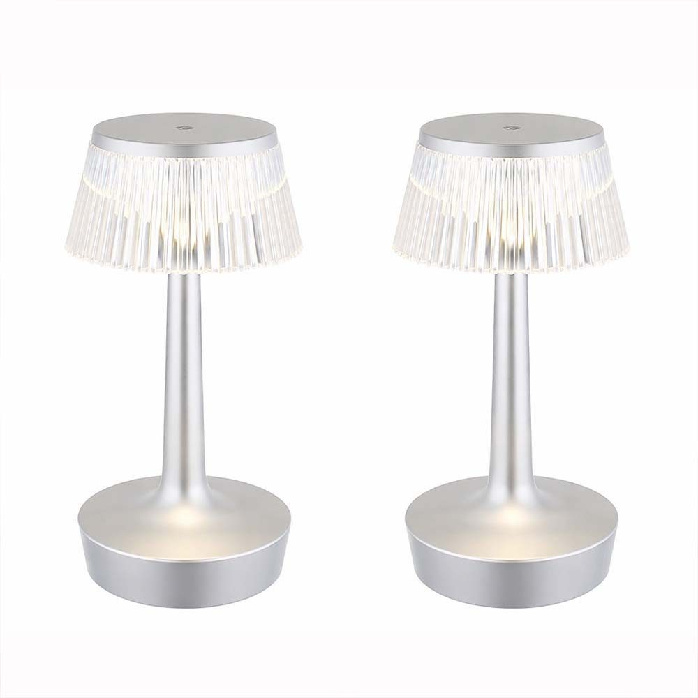 GLOBO LIGHTING LED Tischleuchte, LED-Leuchtmittel fest verbaut, Kaltweiß, Warmweiß, Neutralweiß, Tageslichtweiß, Farbwechsel, 2x Tischlampe Nachttischlampe LED Schlafzimmerlampe