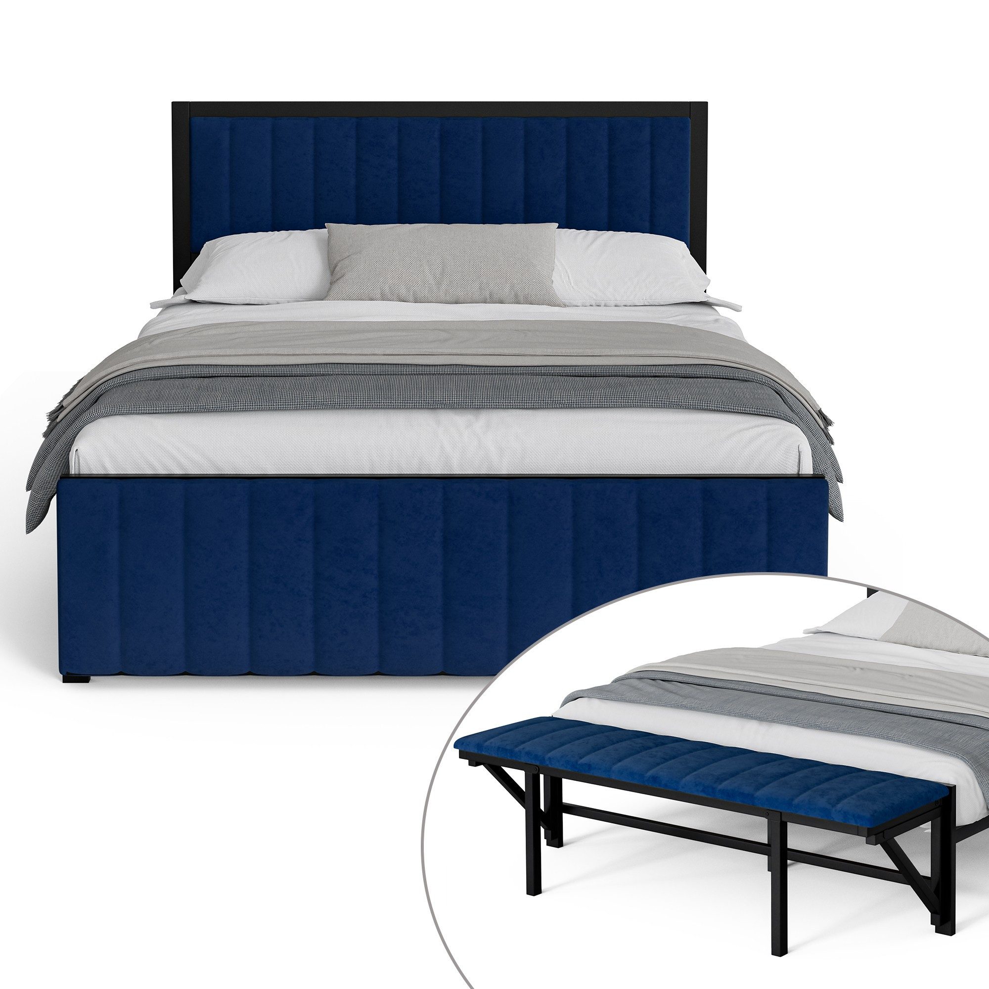 LVHOM Polsterbett Metallbett 140x200cm/160x200cm Bettgestell mit günstig online kaufen