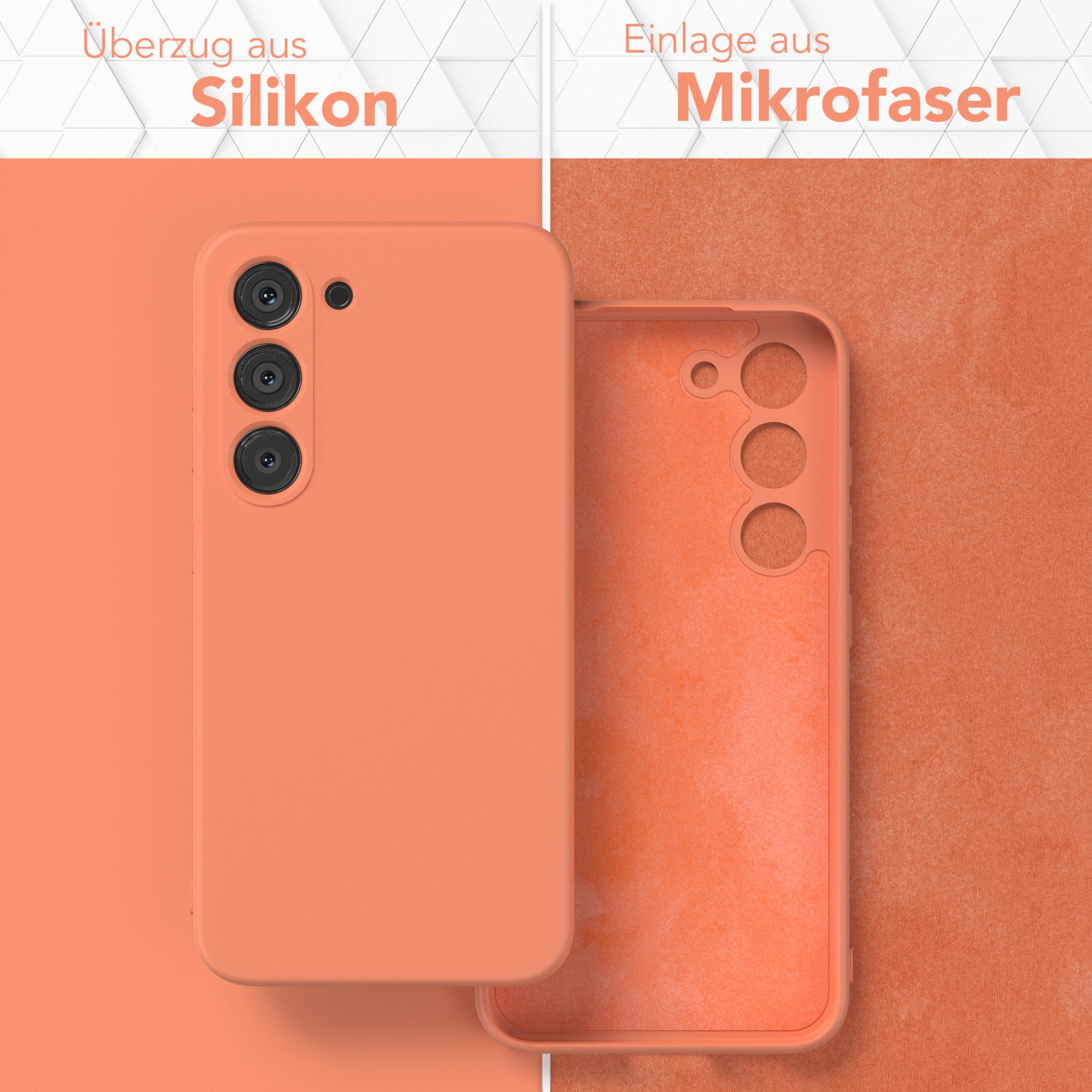 EAZY CASE Handyhülle für Samsung Galaxy S23 Hülle Silikon 6,1 Zoll, Schutzhülle mit Kameraschutz Telefonhülle elastisch Bumper tpu Orange