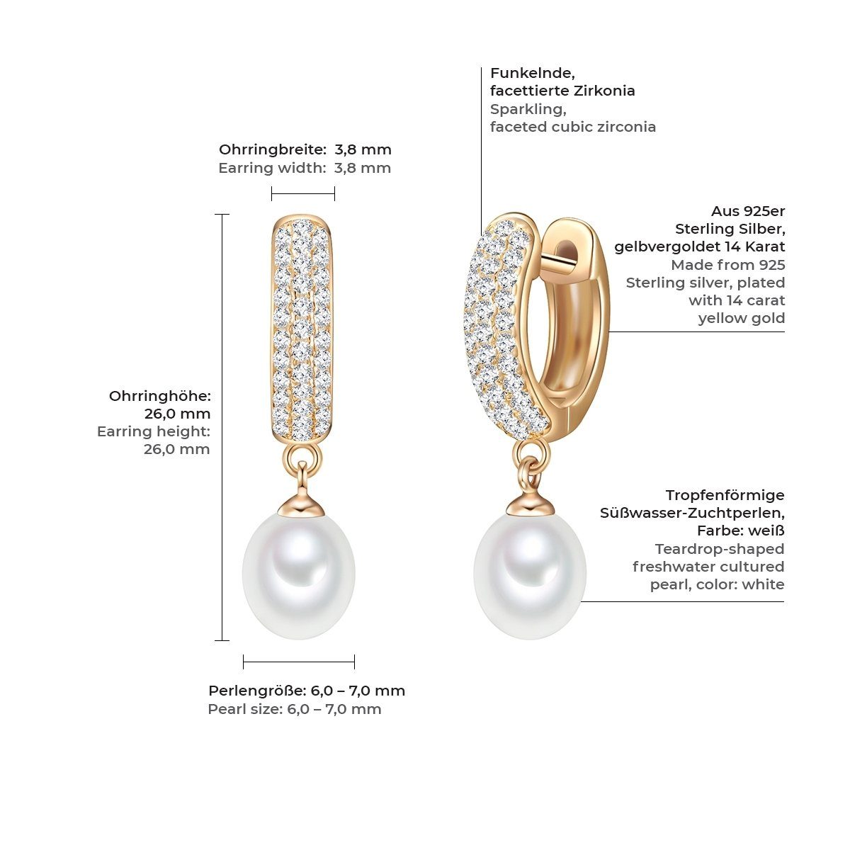 Valero Pearls Paar Creolen gelbgold, mit Süßwasser-Zuchtperlen günstig online kaufen