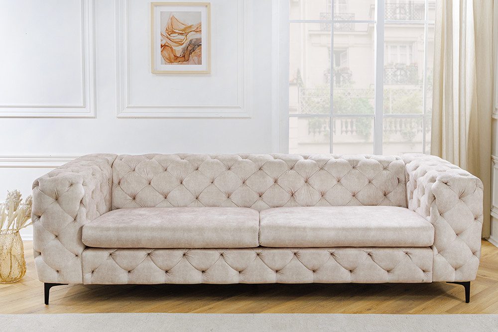 riess-ambiente 3-Sitzer MODERN BAROCK 235cm champagner beige – Samt, Federkern, Einzelartikel 1 Teile, Chesterfield-Design mit Ziersteppung – ideal für Wohnzimm – Bild 5 von 5