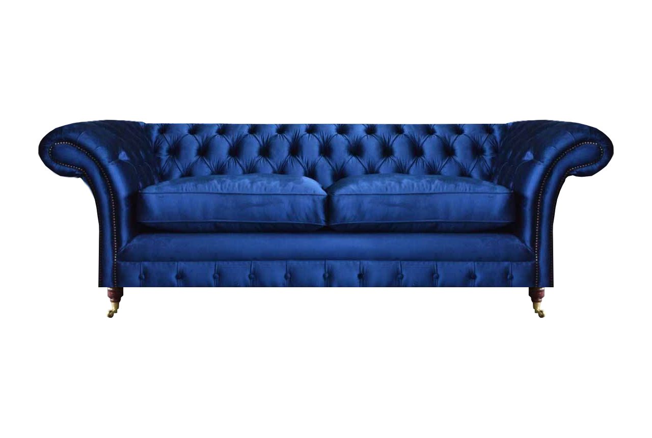 JVmoebel Chesterfield-Sofa Sofa Viersitzer Blau Couch Möbel Luxus Einrichtung Sitzmöbel, 1 Teile, Made in Europa