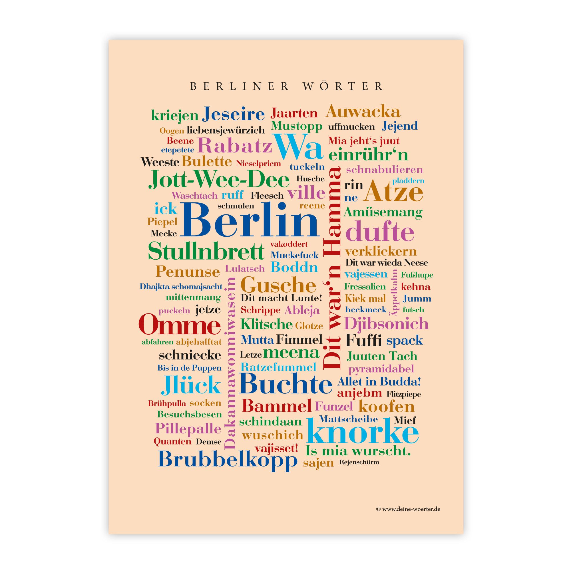 Deine Wörter Grußkarten Berliner Dialekt Postkartenset, 5 Karten, DIN A6, Souvenir