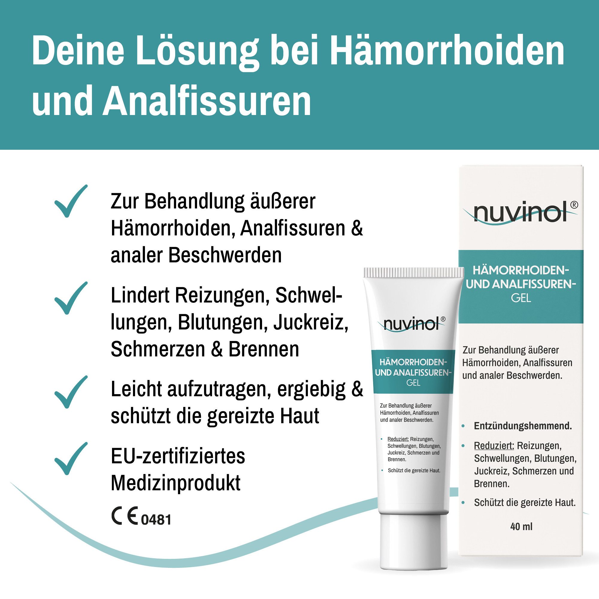 nuvinol Intimpflege Hämorrhoiden-Gel und Analfissuren-Gel, 1-tlg., Medizinprodukt