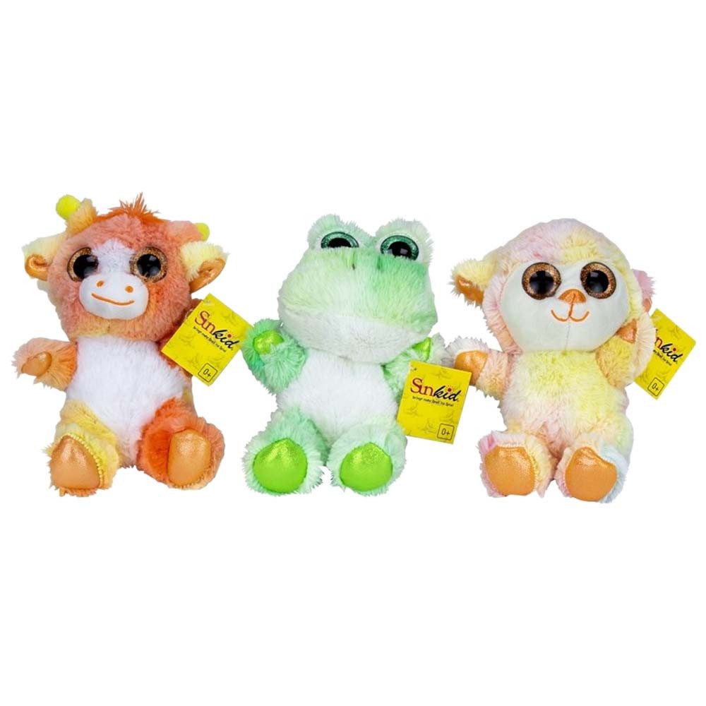 SUNKID Kuscheltier 6 Stück Tier Sortiment glitzernde bunte Plüschtiere - ca. 18 cm (6-St)