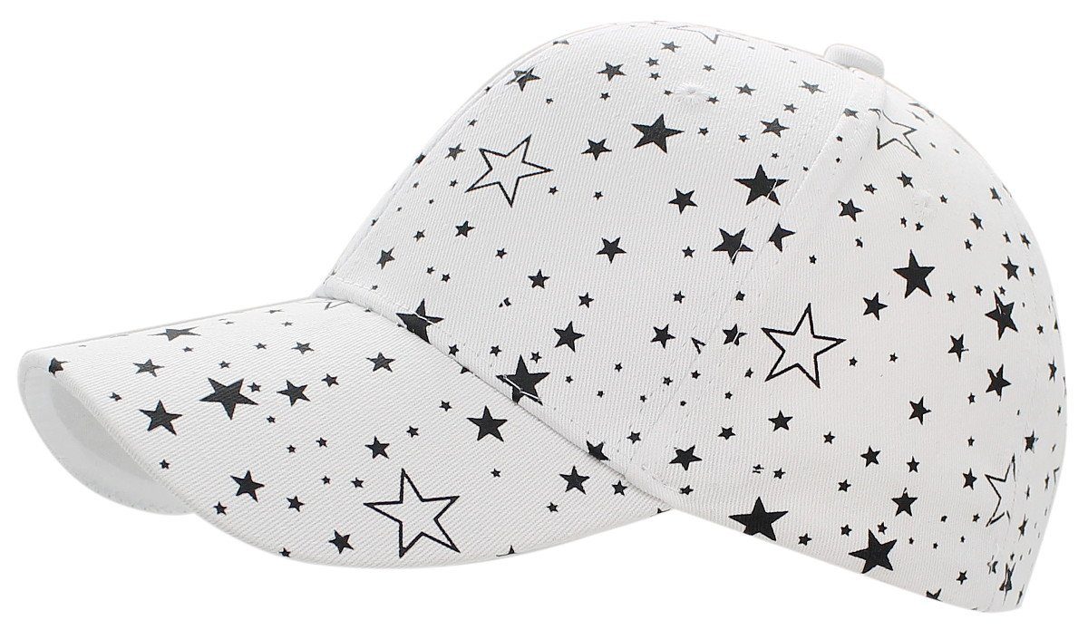 One K224-Weiß Cap Kappe mit Damen Schirmmütze Muster Sterne Frauen dy_mode Size Baseball Baseballkappe