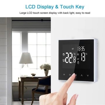 Daskoo Raumthermostat Digital Thermostat 16A Temperaturregler LCD Display Touchscreen, Elektrische Fußbodenheizung Thermostat für Home School Office Hotel