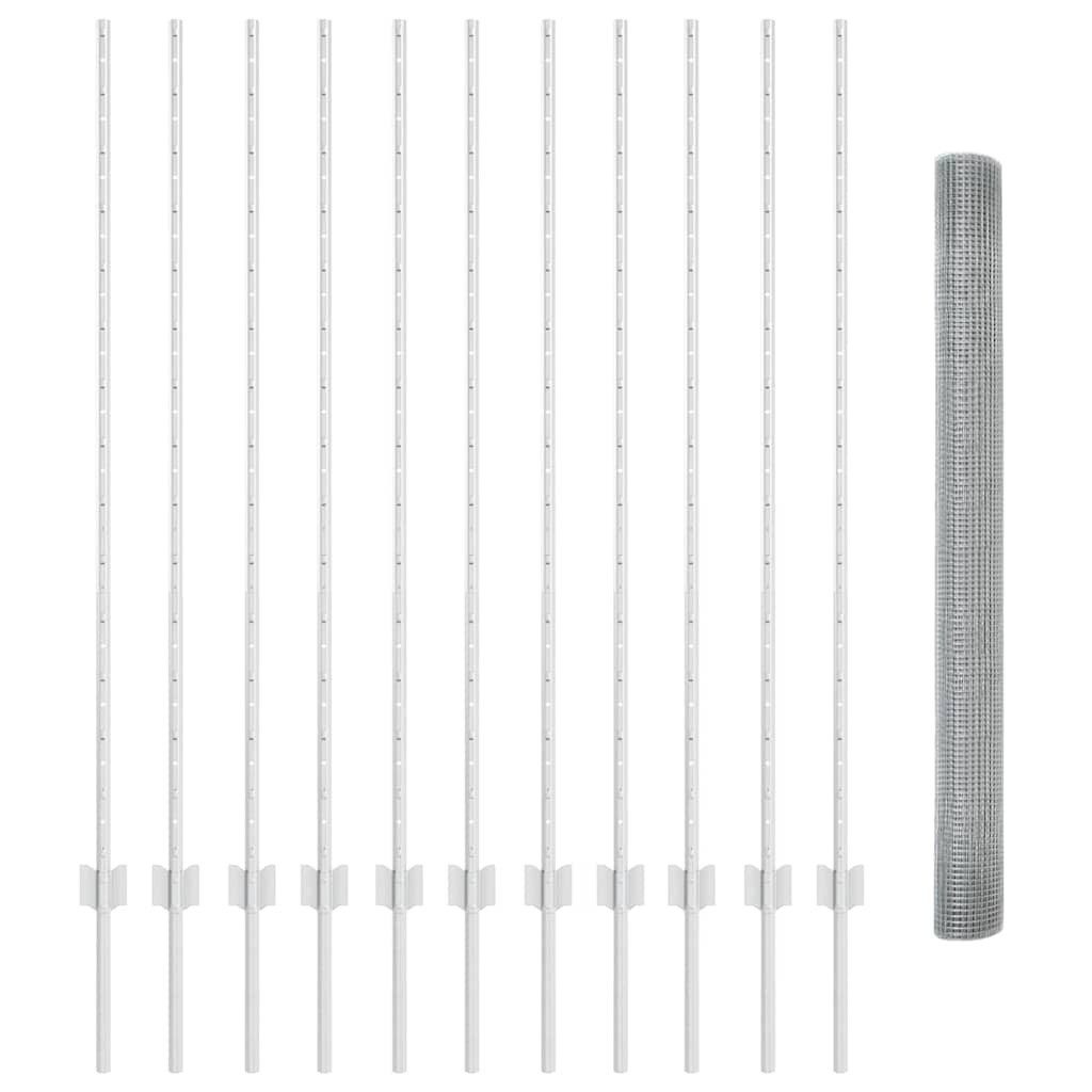 vidaXL Gartenzaun Zaun mit Pfosten Silber günstig online kaufen