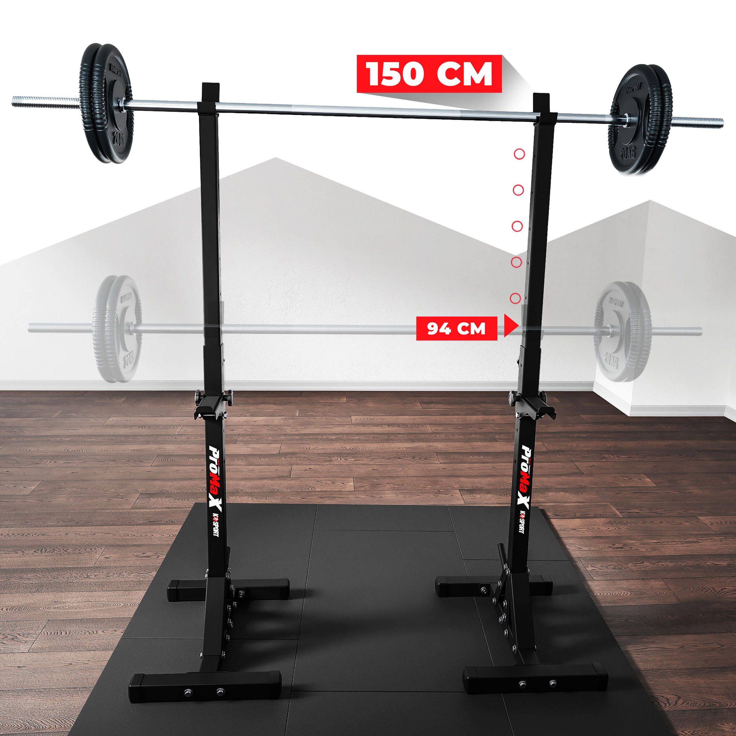 K-SPORT Kraftstation 2 x Langhantelständer, (Squat-Rack für Langhanteltraining, Kniebeugeständer, Langhantelablage bis 250kg), Made in EU!