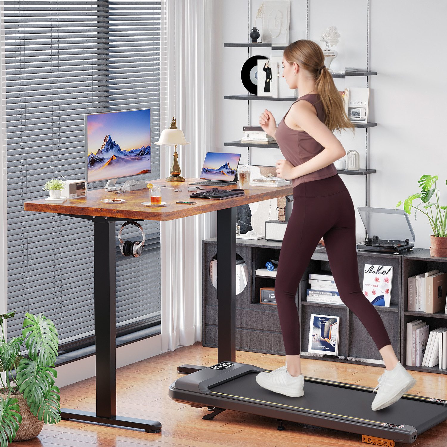 Furnicopia Schreibtisch Höhenverstellbar mit einer 25 mm dicken einteiligen Tischplatte (4-fache Höhenspeicherfunktion, Zweimotorantrieb und Tragfähigkeit über 100 kg Tischplatten-Tiefe ab 70 cm)