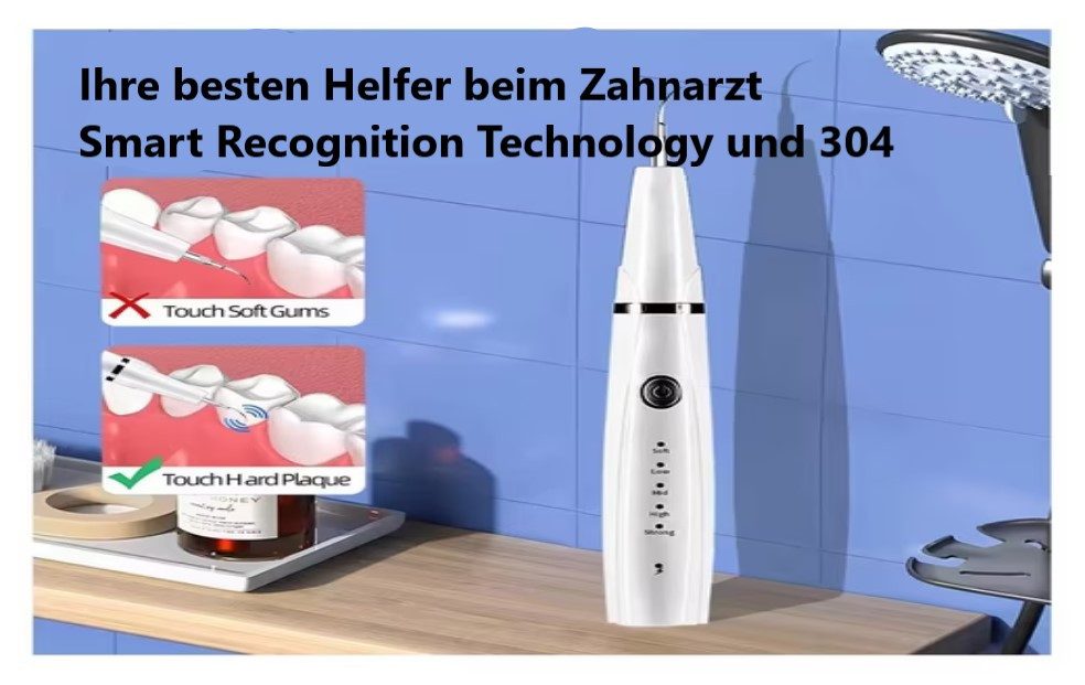 Montegoni Zahnpflege-Set Ultraschall Zahnsteinentferner,Zahnreiniger, Plaque-Fleckenentfernung, Haushaltszahnreiniger, Zahnsteinentferner exklusives Set mt 2 zusätzlichen Aufsätzen