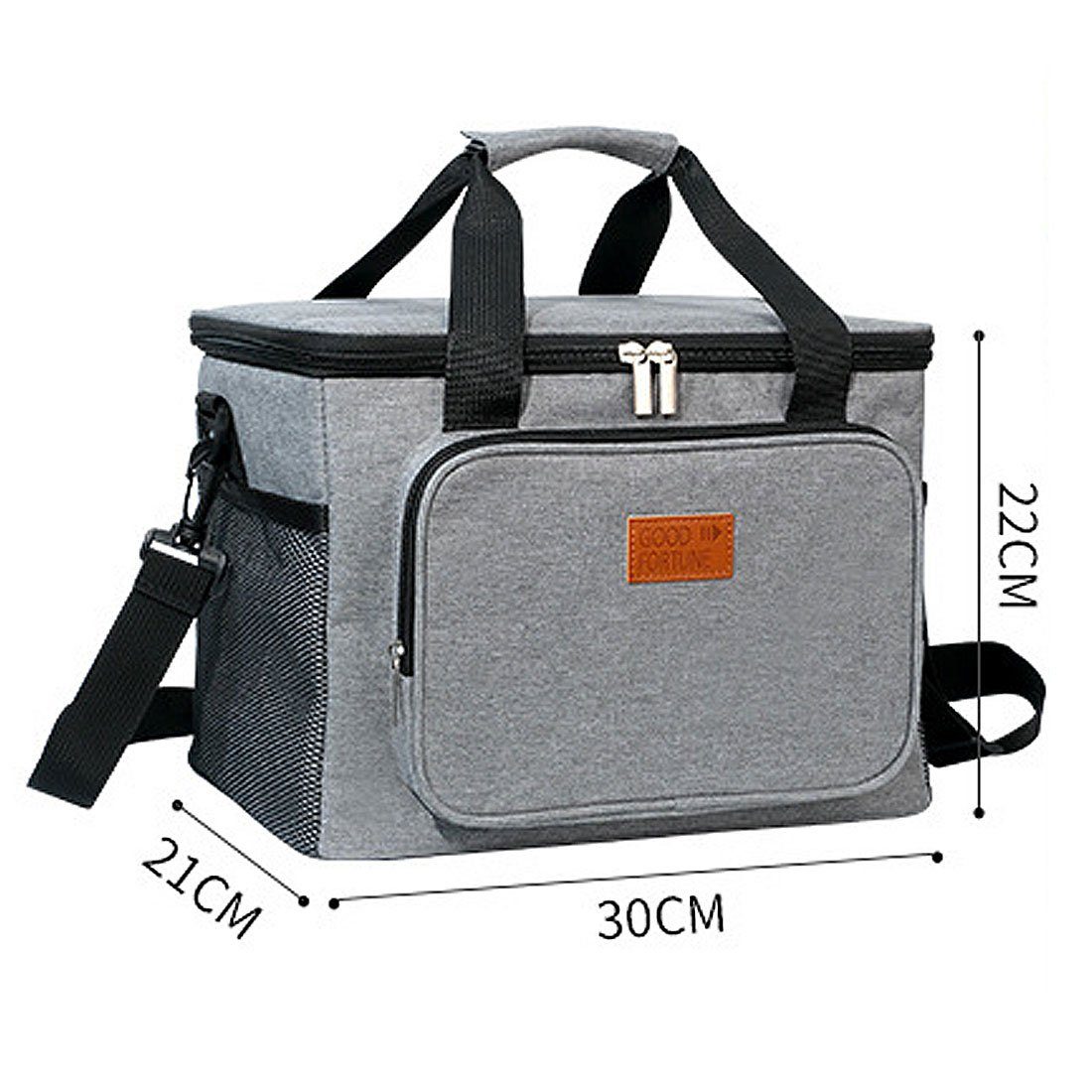 Picknick-Tasche, Grau Outdoor-Camping-Lunchbag, tragbare Thermobehälter DÖRÖY Lunchbox-Tasche