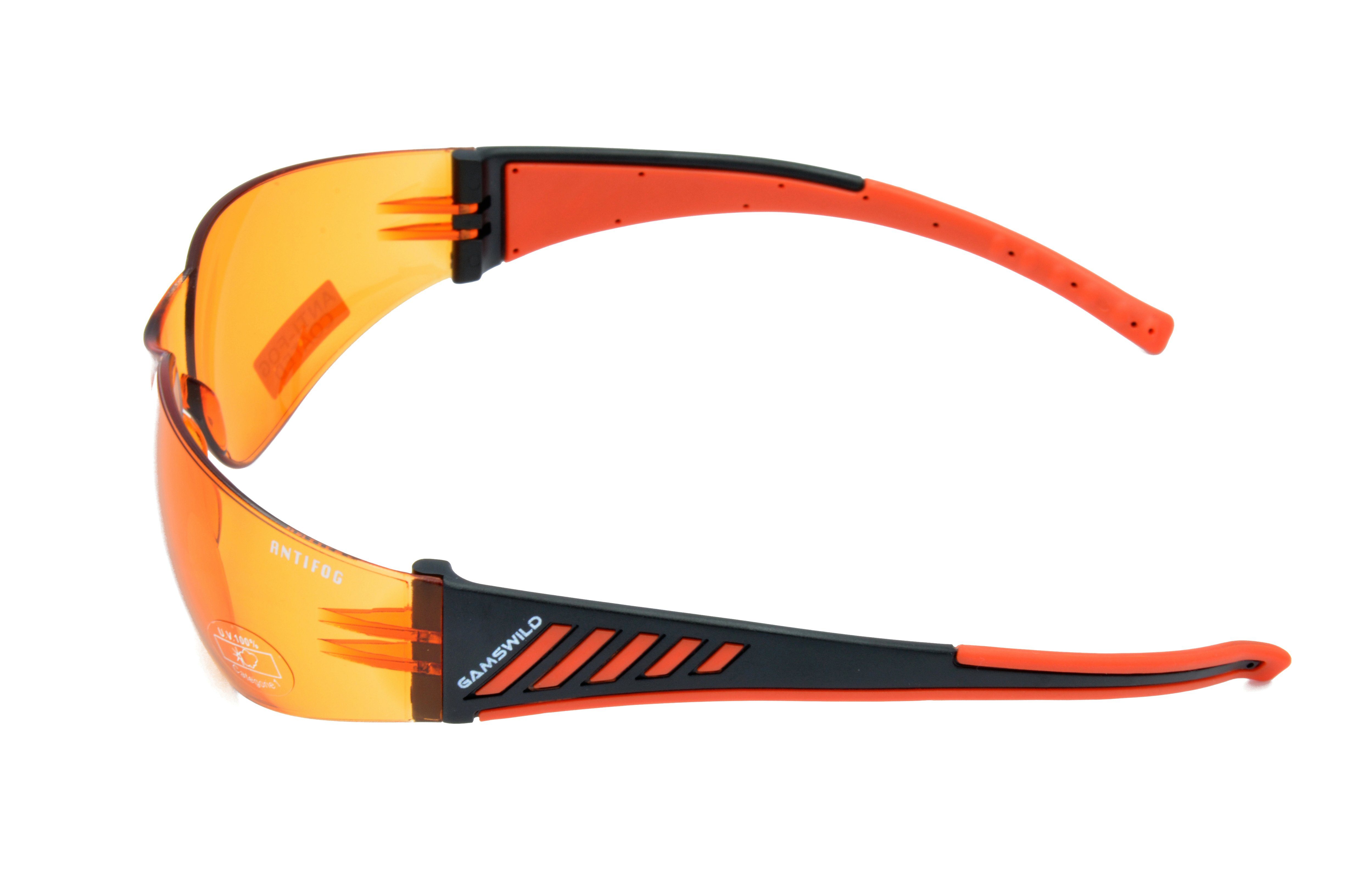 Gamswild Sportbrille UV400 Sonnenbrille Fahrradbrille Skibrille ANTIFOG Damen, Herren Modell WS7122 in brau, grau, orange