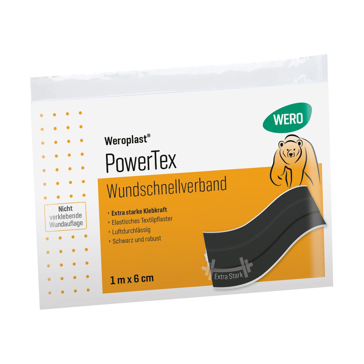Weroplast® Wundpflaster PowerTex Wundschnellverband - verstärkte Klebkraft & robust (1 St), Wundschnellverbände