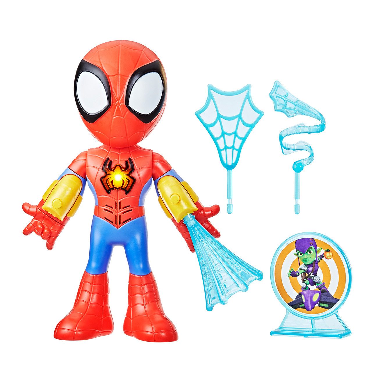 Hasbro Actionfigur Marvel Spidey and His Amazing Friends elektronischer Spidey, Spidey 25 cm groß, Elektronische, Accessoire mit Drehfunktion