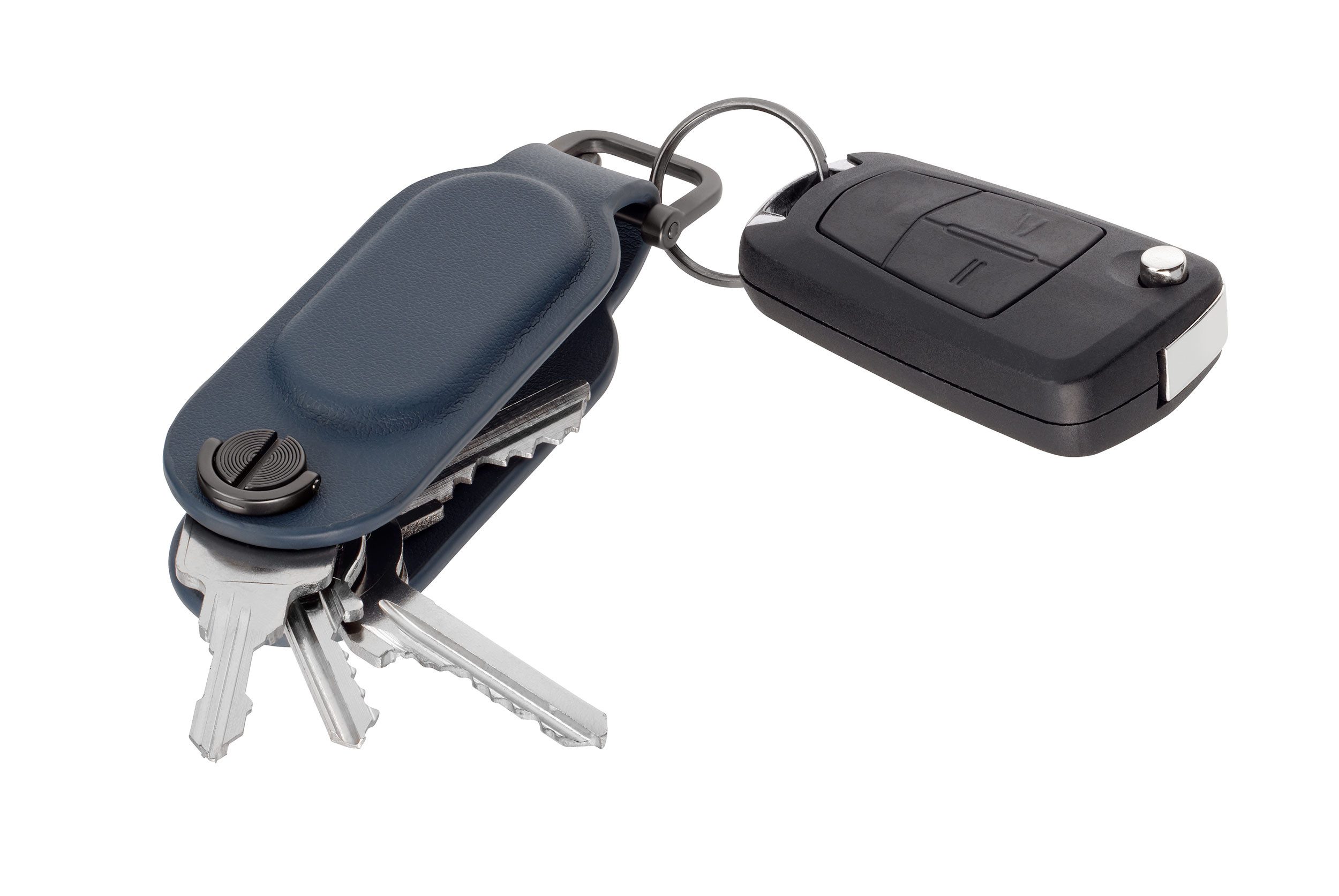 TROIKA Schlüsselanhänger TRACK & FIND, mit GPS Tracker Apple® Find My, Schlüssel Organizer, Key Organizer für 4 Schlüssel, Ortung per App, Metallöse & Kunstleder