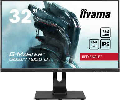 Iiyama IIYAMA GB3271QSU-B1 LCD-Monitor, Flat, 81 cm (32), 2.560x1.440 WQHD Gaming-Monitor (80,1 cm/31,5 ", 2560 x 1440 px, 1 ms Reaktionszeit, 165 Hz, IPS, 1ms, IPS, neig-und höhenverstellb. HDMI, DisplayPort, USB, schwarz)