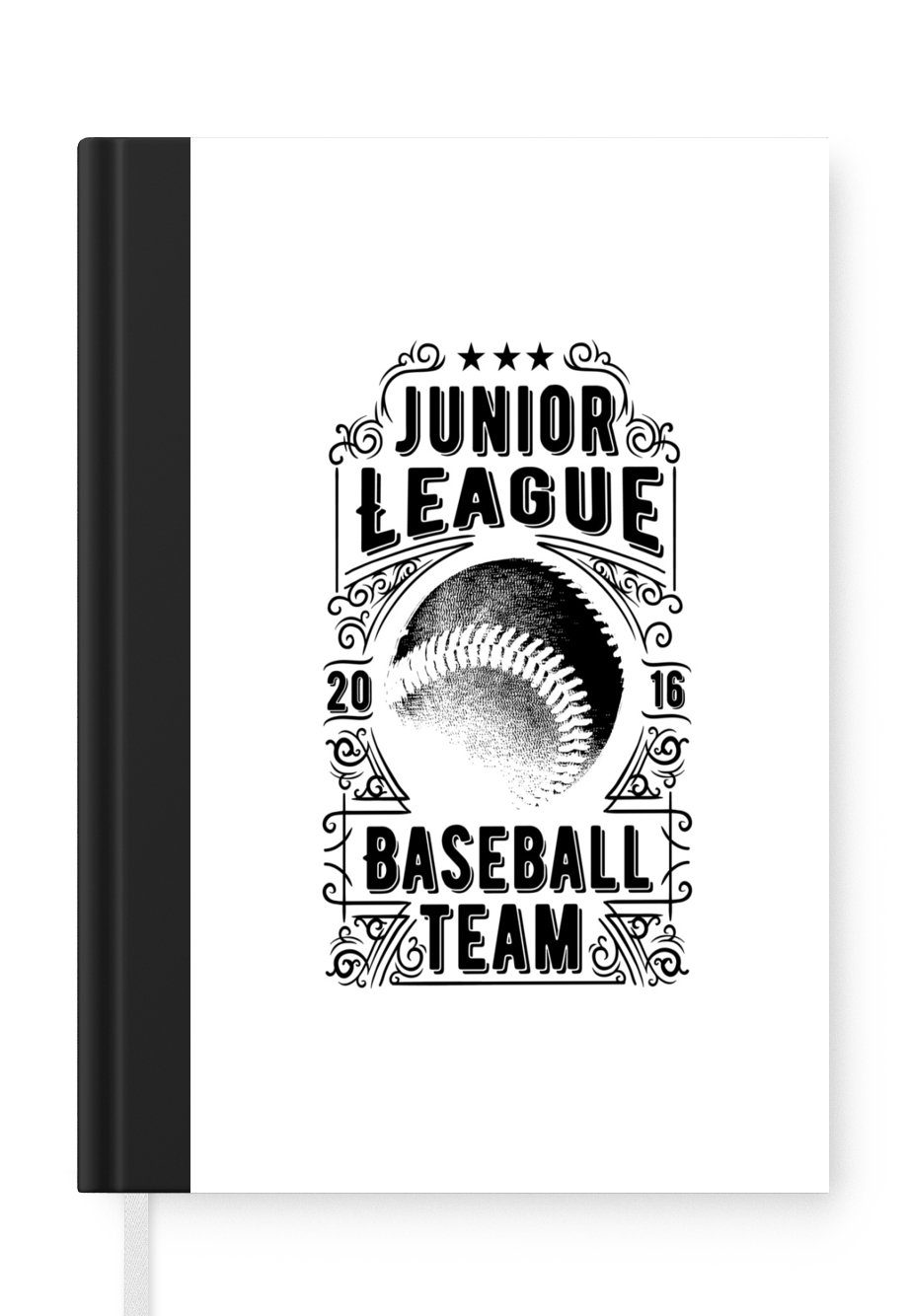 MuchoWow Notizbuch "Jugendliga, Baseballmannschaft" auf Tagebuch, Journal, Hintergrund, 98 Haushaltsbuch weißem Notizheft, Seiten, A5, Merkzettel