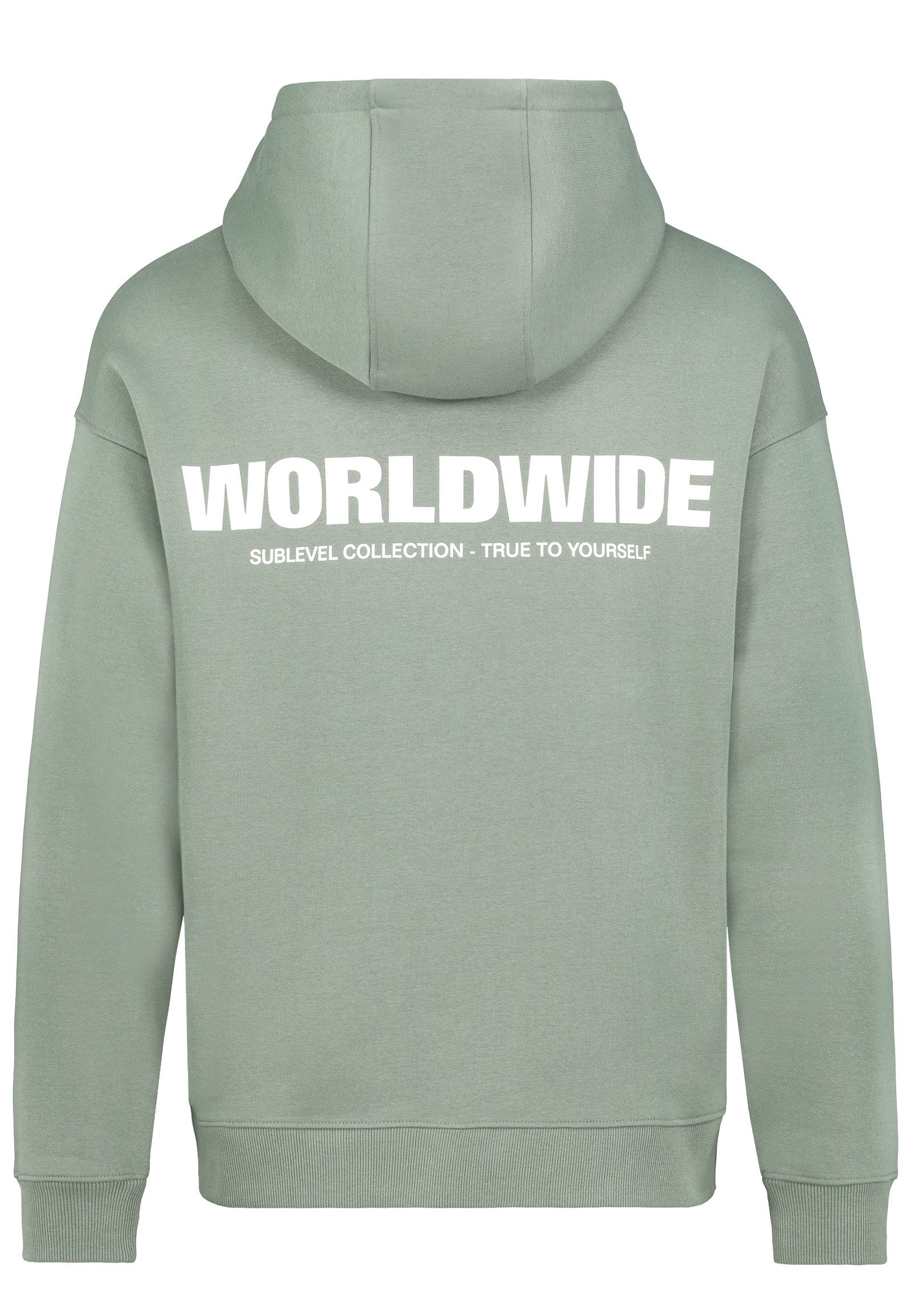 SUBLEVEL Hoodie mit Weltmotiv und Kängurutasche günstig online kaufen